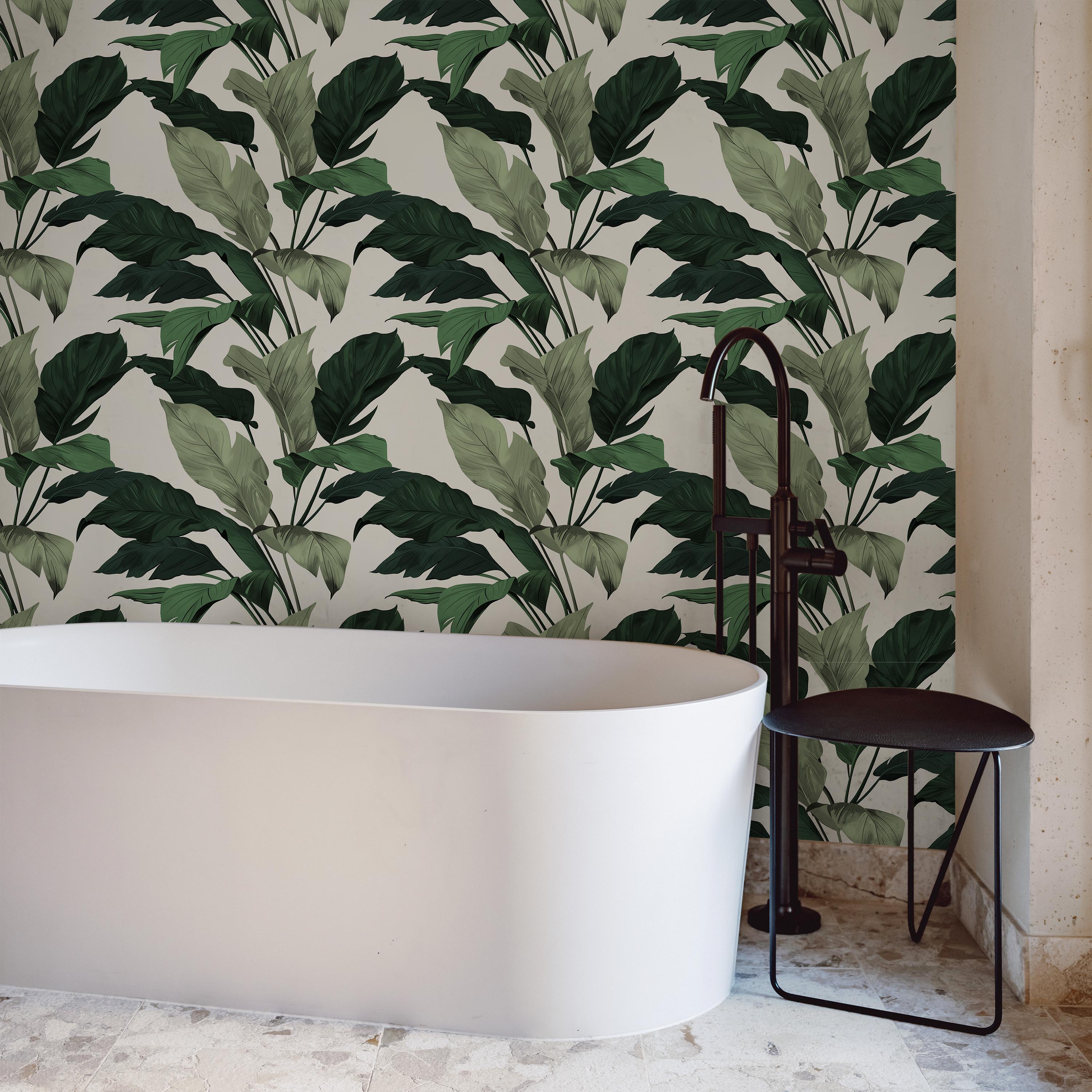 Tropical Elegance Peel and Stick Wallpaper, Removable Wallpaper, Traditional Wallpaper - Green | DeccoPrint