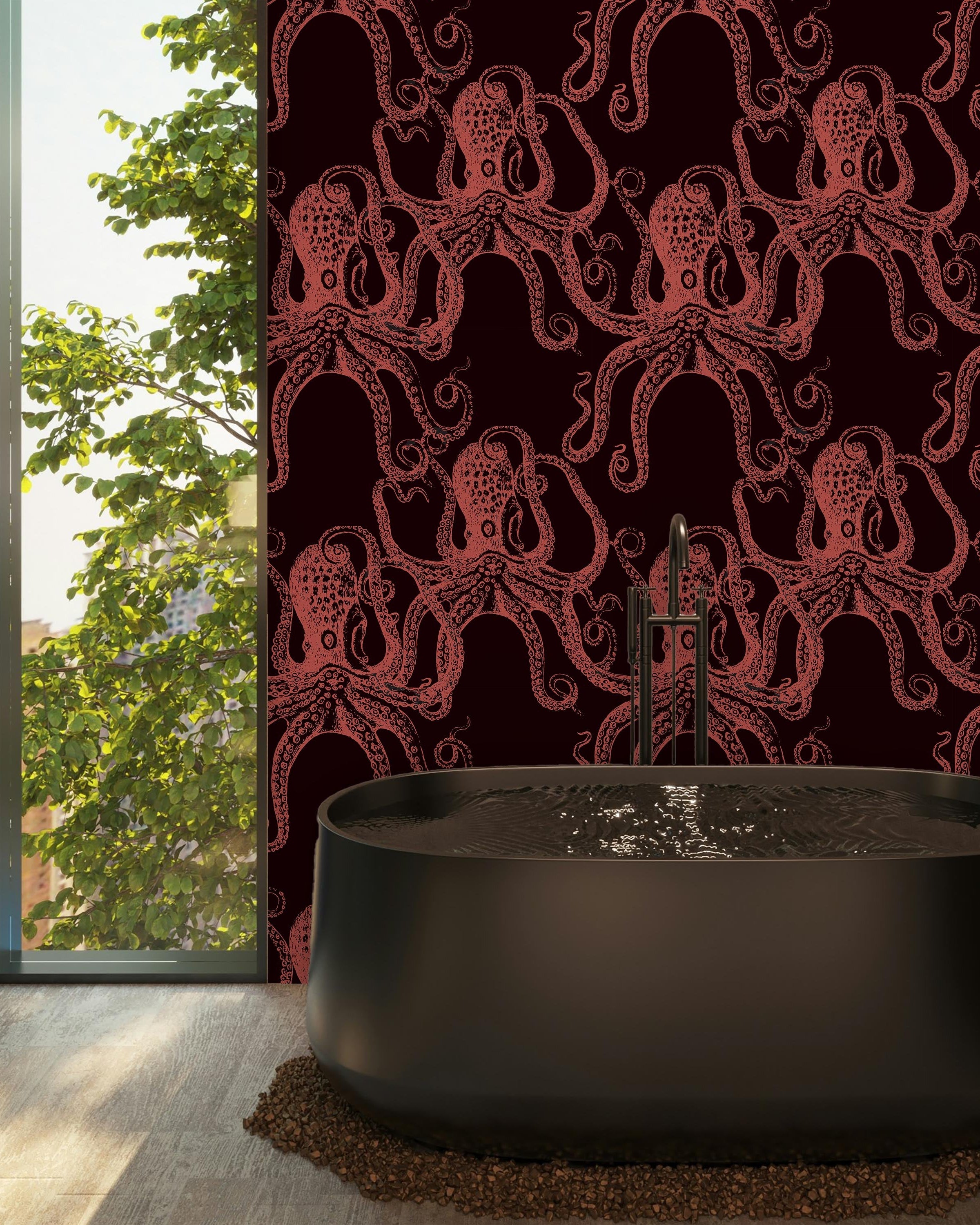Dark Octopus Peel and Stick Wallpaper, Removable Wallpaper, Traditional Wallpaper | DeccoPrint