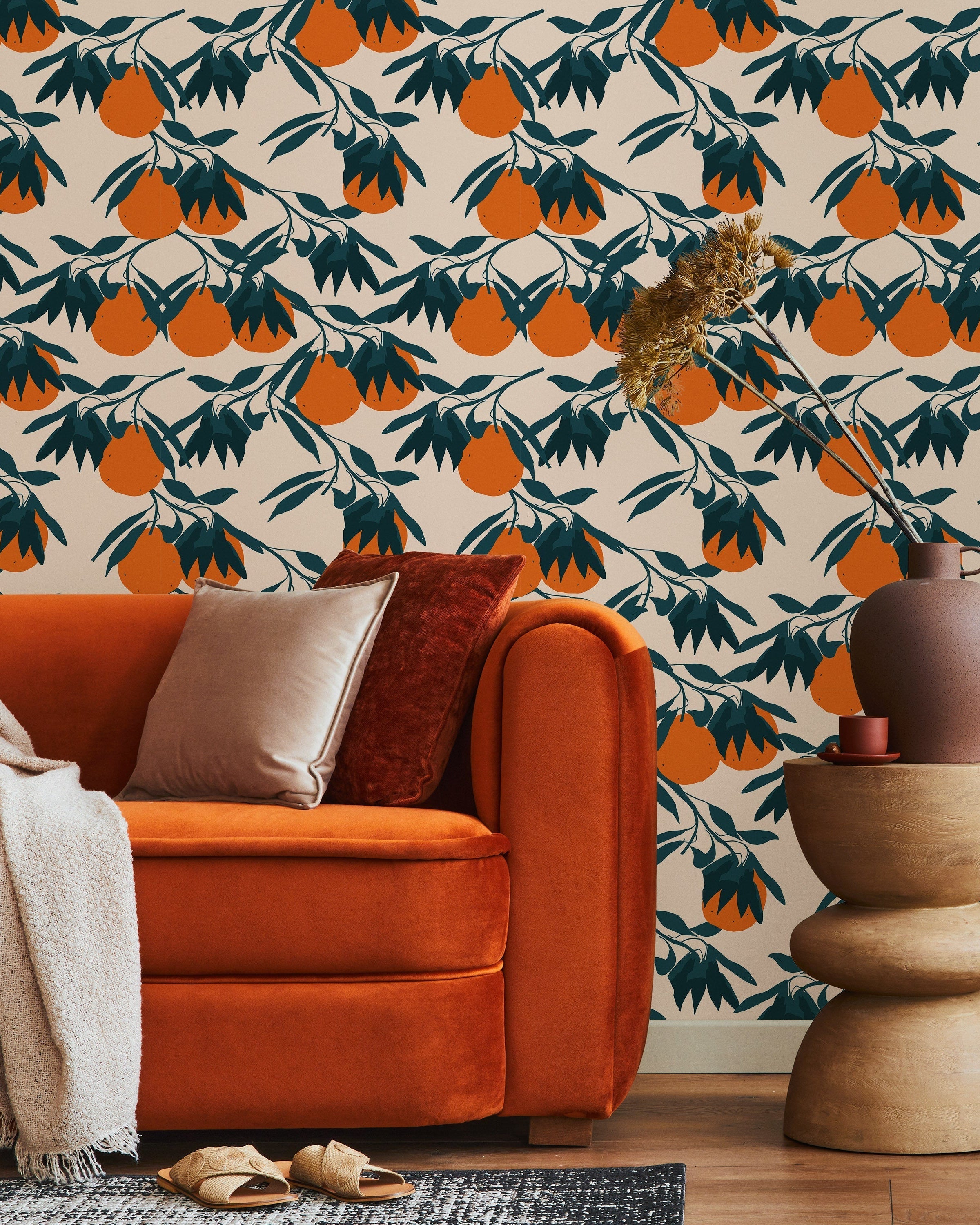 Orange Tree Peel and Stick Wallpaper, Removable Wallpaper, Traditional Wallpaper | DeccoPrint