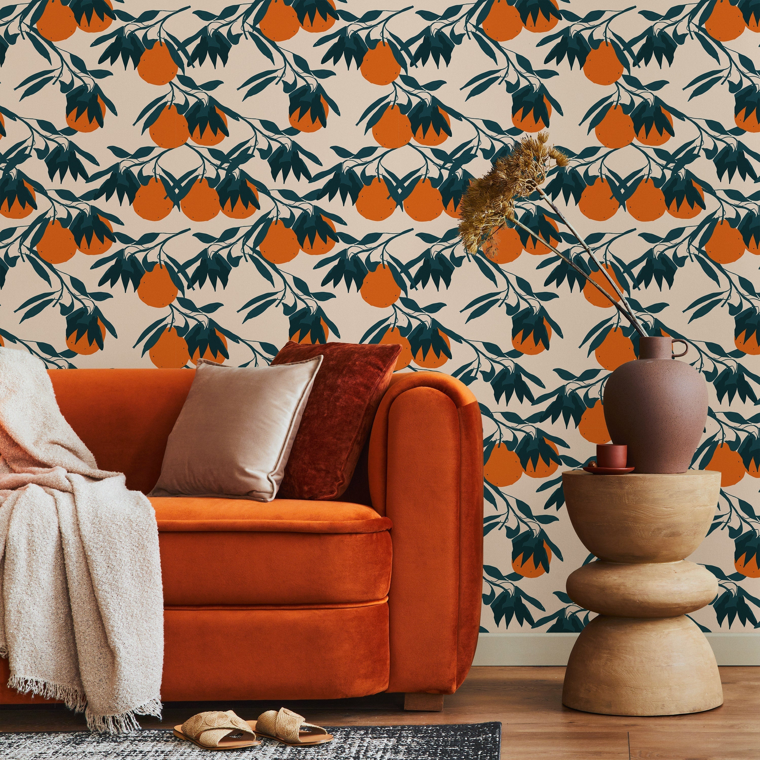 Orange Tree Peel and Stick Wallpaper, Removable Wallpaper, Traditional Wallpaper | DeccoPrint