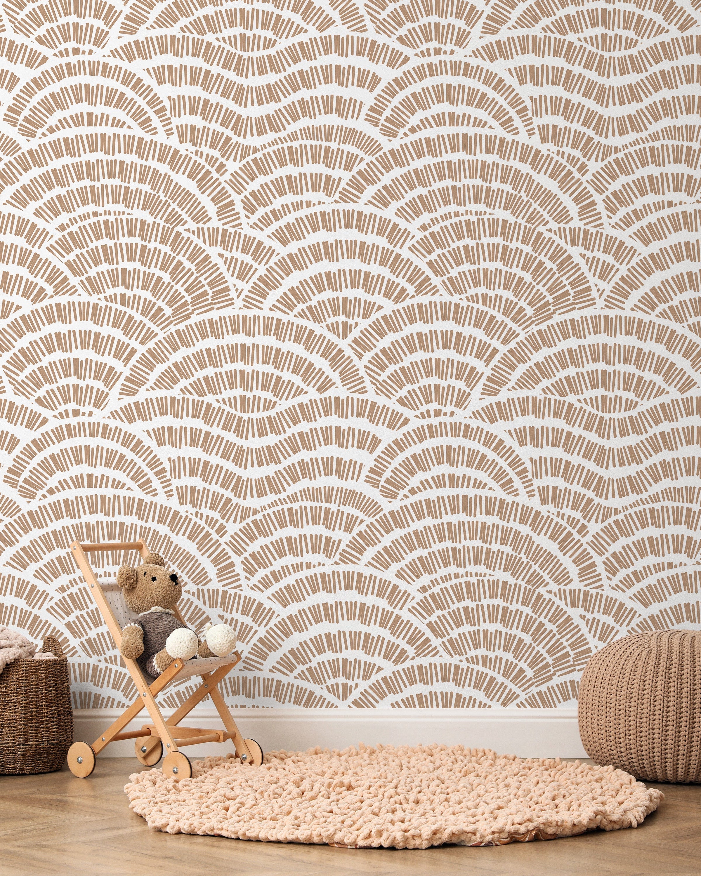 Geometric Embroidery Peel and Stick Wallpaper, Removable Wallpaper, Traditional Wallpaper - Beige | DeccoPrint