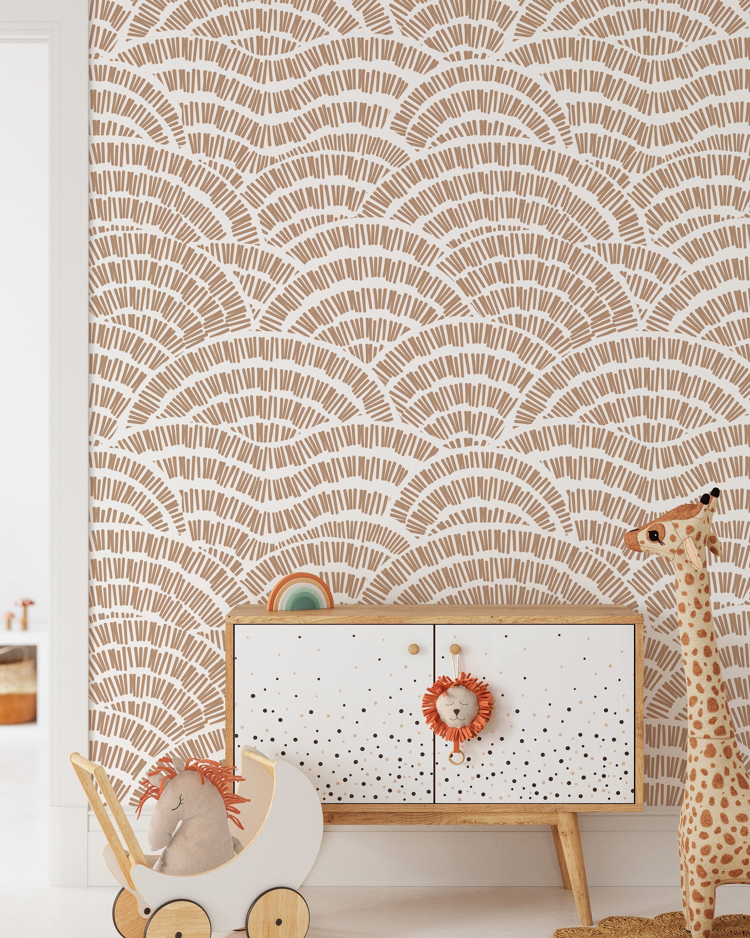 Geometric Embroidery Peel and Stick Wallpaper, Removable Wallpaper, Traditional Wallpaper - Beige | DeccoPrint
