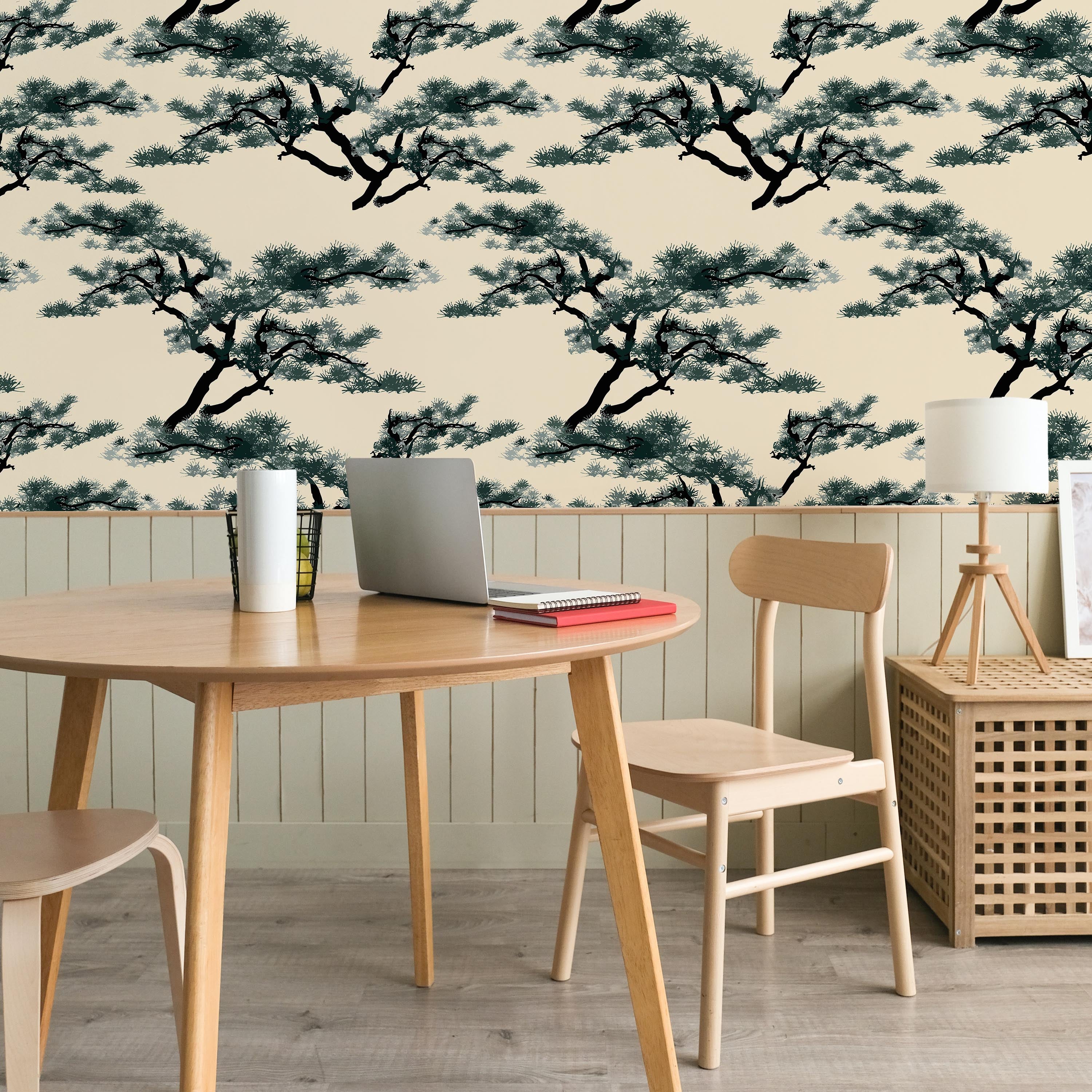 Chinese Trees Peel and Stick Wallpaper, Removable Wallpaper, Traditional Wallpaper | DeccoPrint