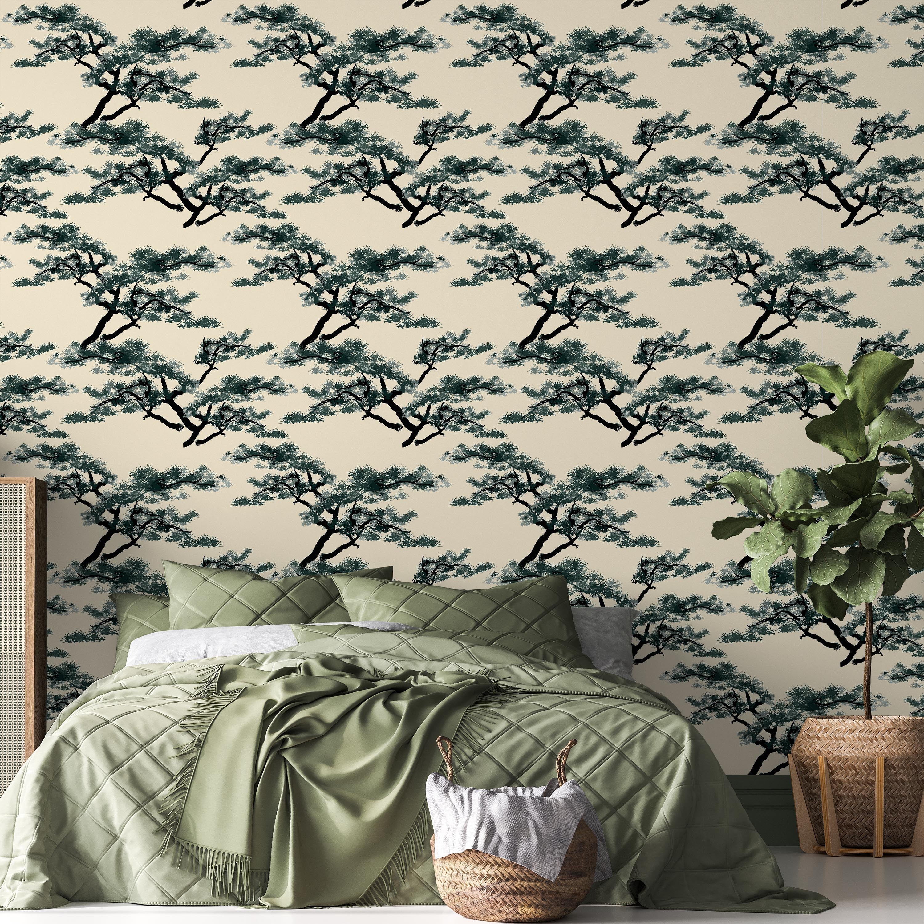 Chinese Trees Peel and Stick Wallpaper, Removable Wallpaper, Traditional Wallpaper | DeccoPrint