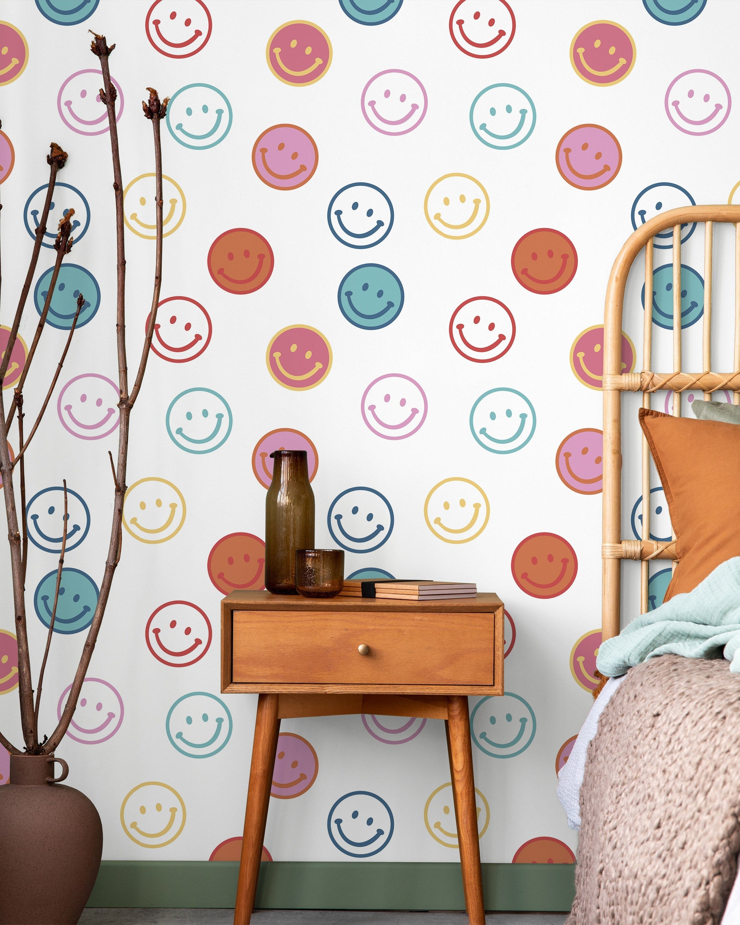 Happy Faces Peel and Stick Wallpaper, Removable Wallpaper, Traditional Wallpaper | DeccoPrint