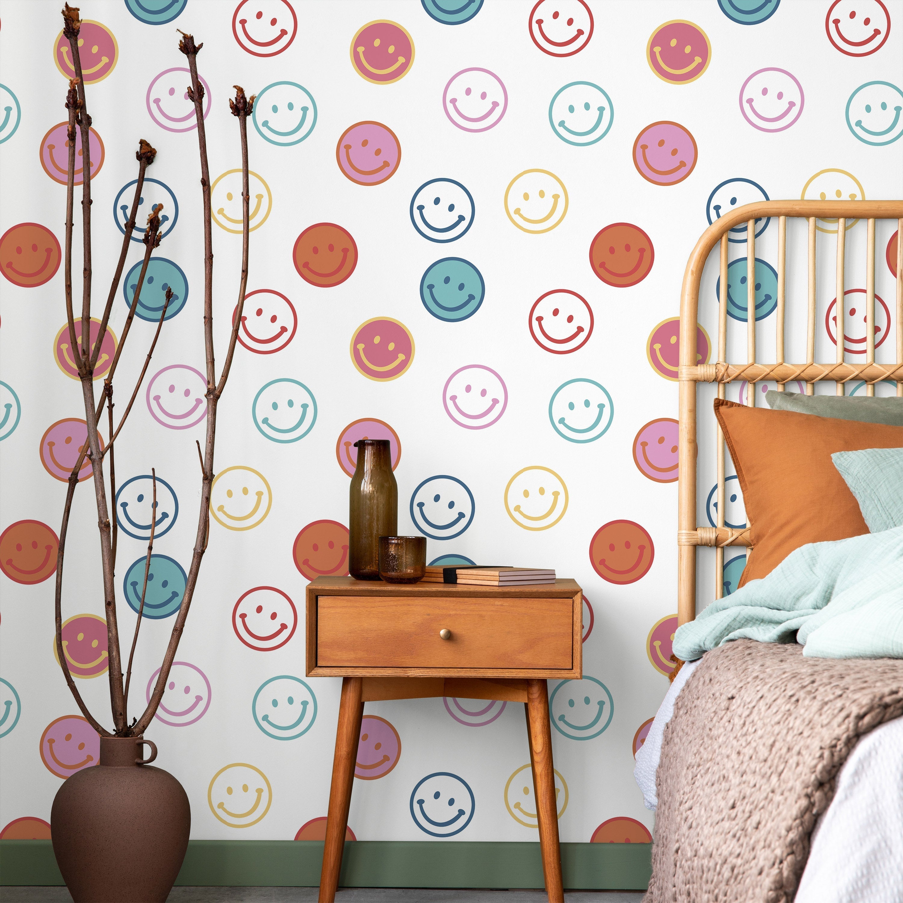 Happy Faces Peel and Stick Wallpaper, Removable Wallpaper, Traditional Wallpaper | DeccoPrint