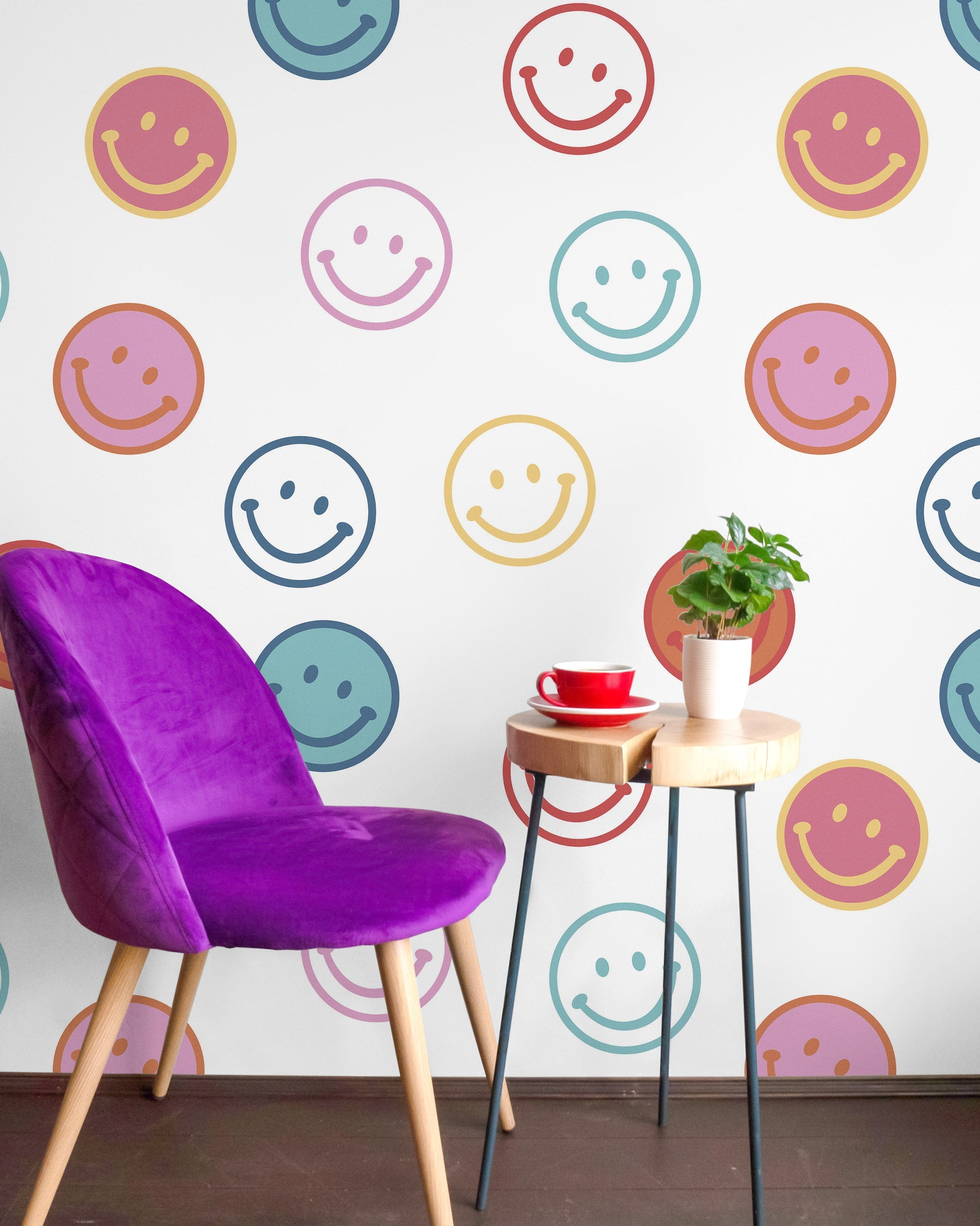 Happy Faces Peel and Stick Wallpaper, Removable Wallpaper, Traditional Wallpaper | DeccoPrint