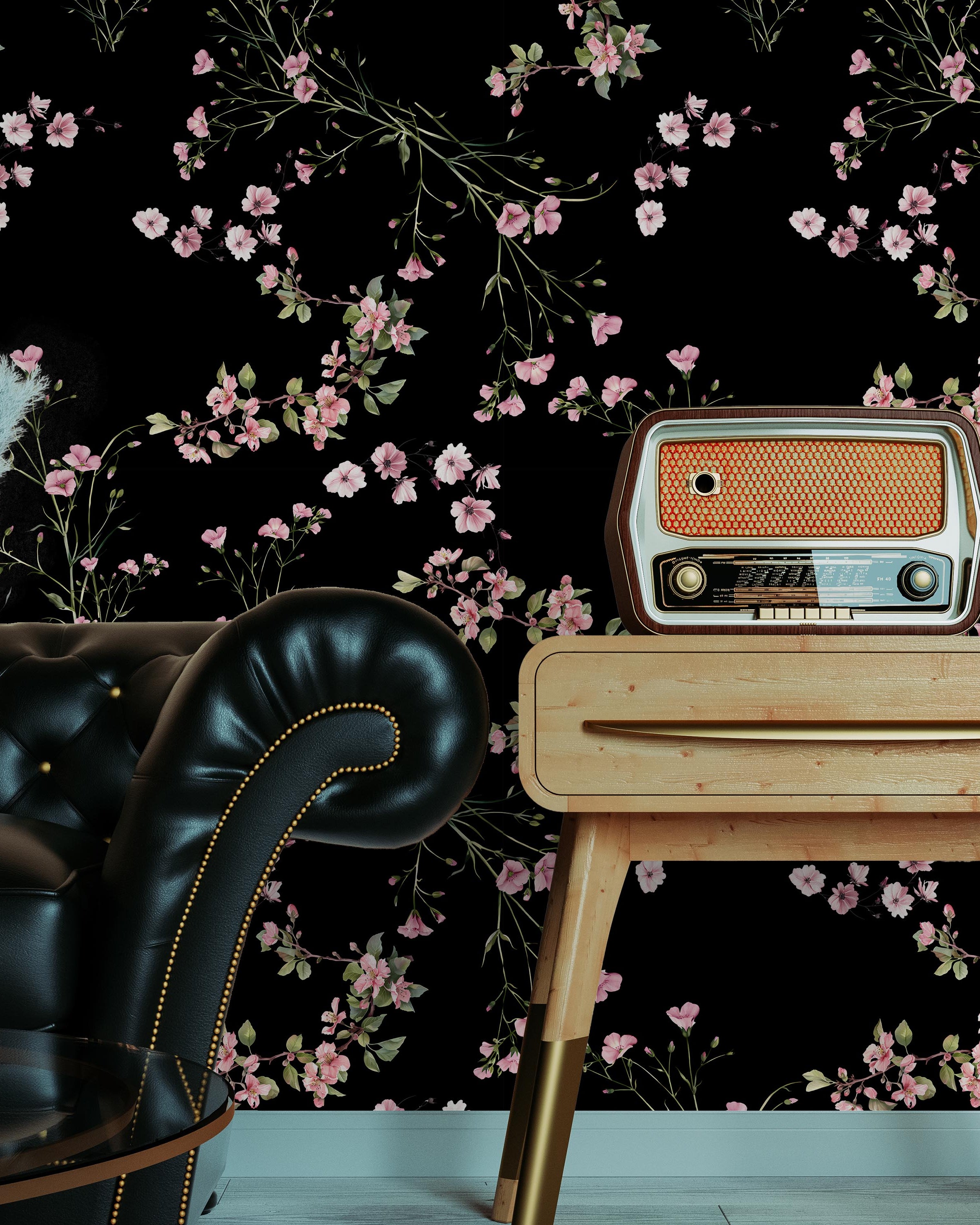 Leaves and Flowers Peel and Stick Wallpaper, Removable Wallpaper, Traditional Wallpaper | DeccoPrint