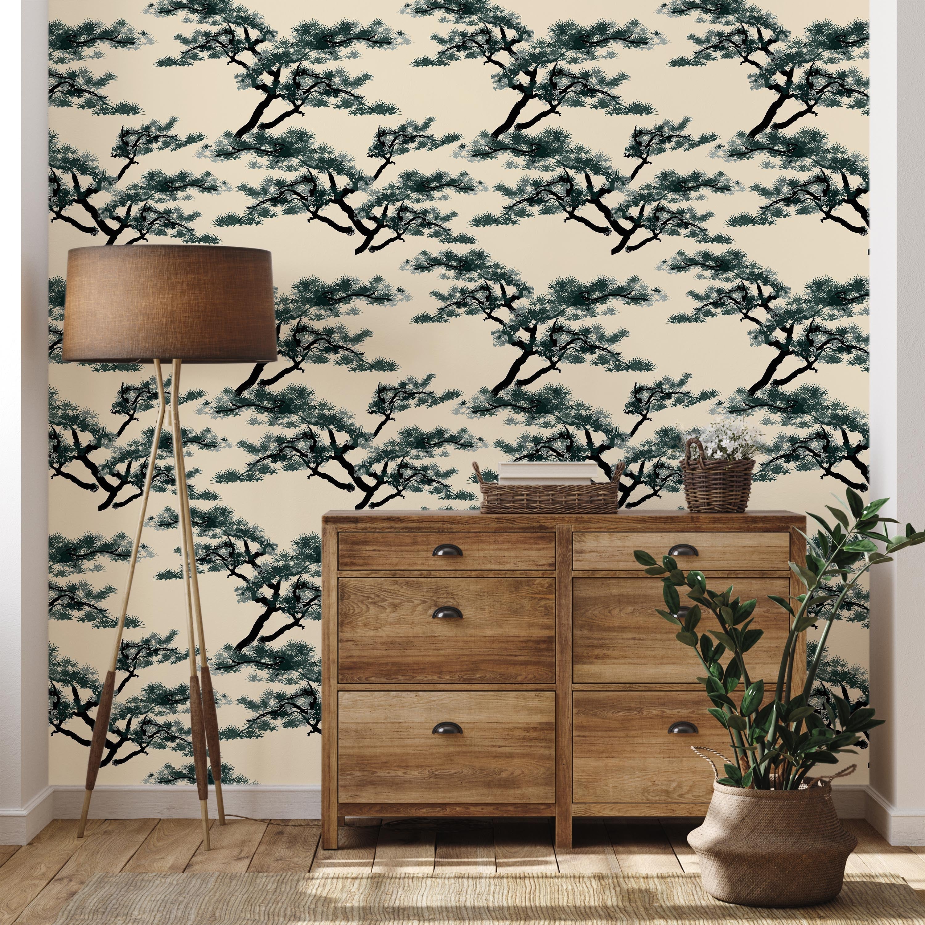 Chinese Trees Peel and Stick Wallpaper, Removable Wallpaper, Traditional Wallpaper | DeccoPrint