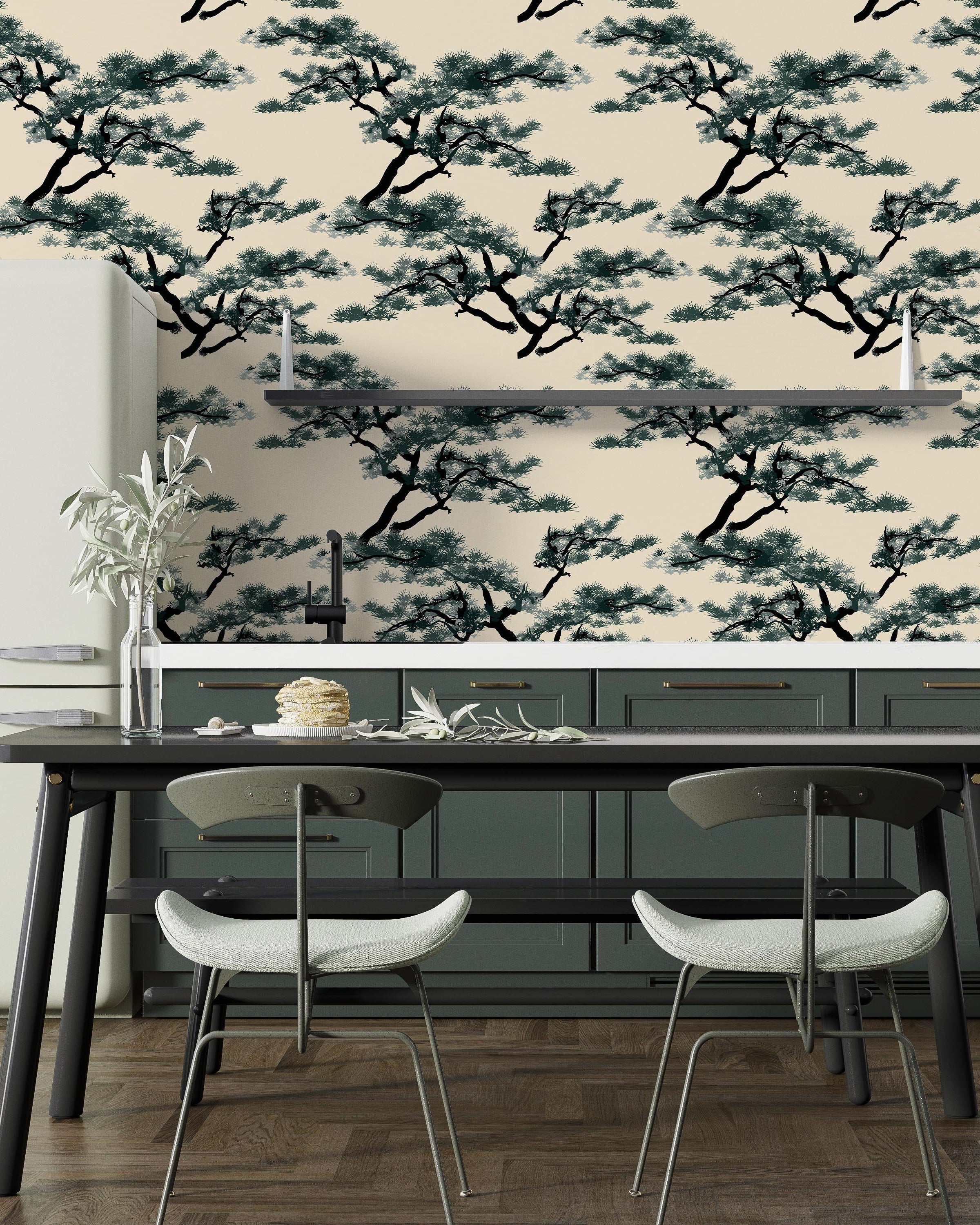 Chinese Trees Peel and Stick Wallpaper, Removable Wallpaper, Traditional Wallpaper | DeccoPrint