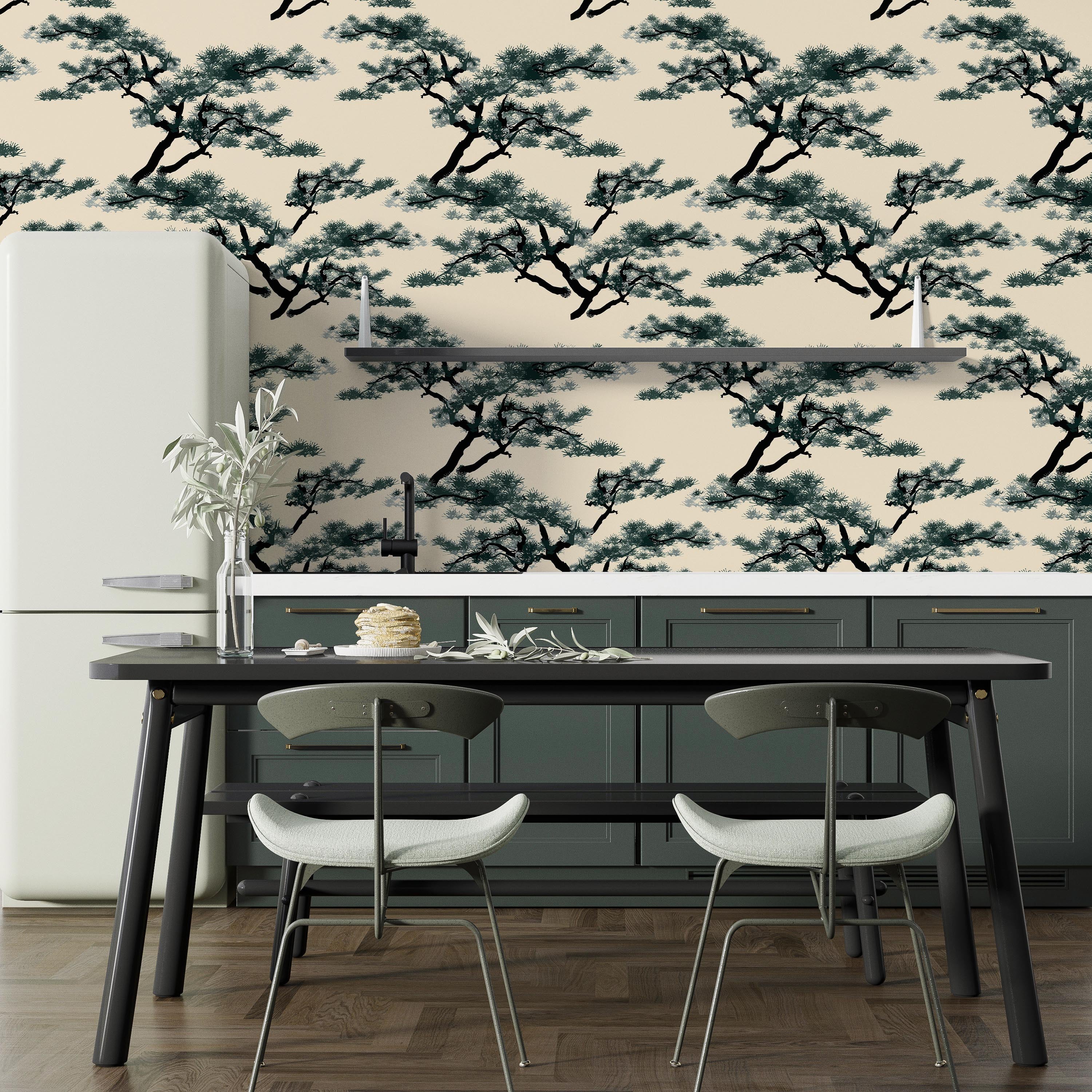 Chinese Trees Peel and Stick Wallpaper, Removable Wallpaper, Traditional Wallpaper | DeccoPrint