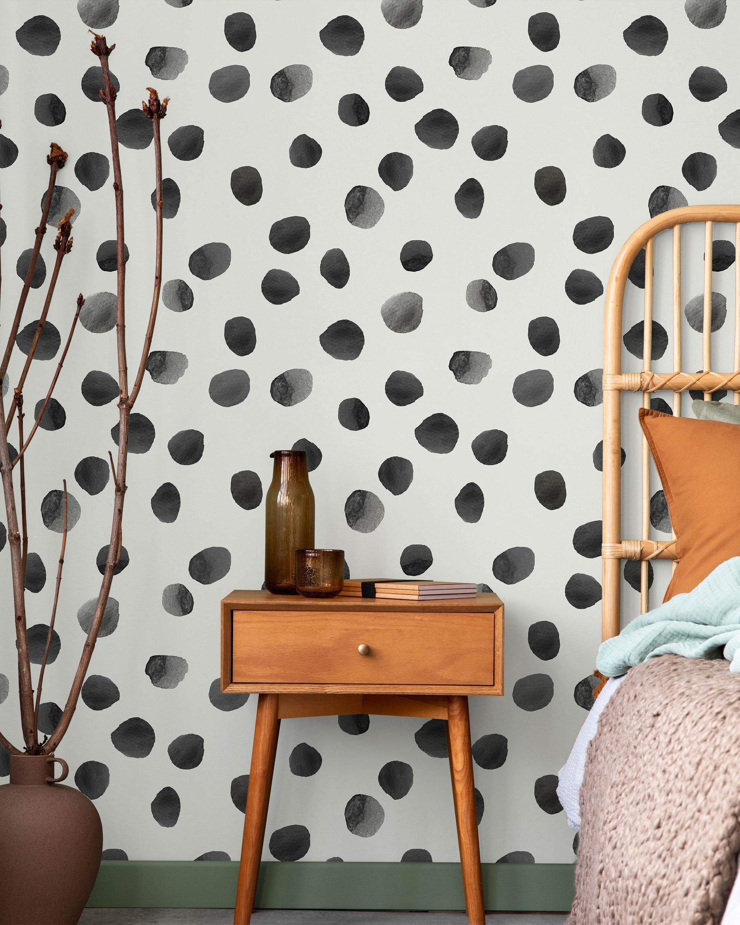Watercolor Dots Peel and Stick Wallpaper, Removable Wallpaper, Traditional Wallpaper | DeccoPrint