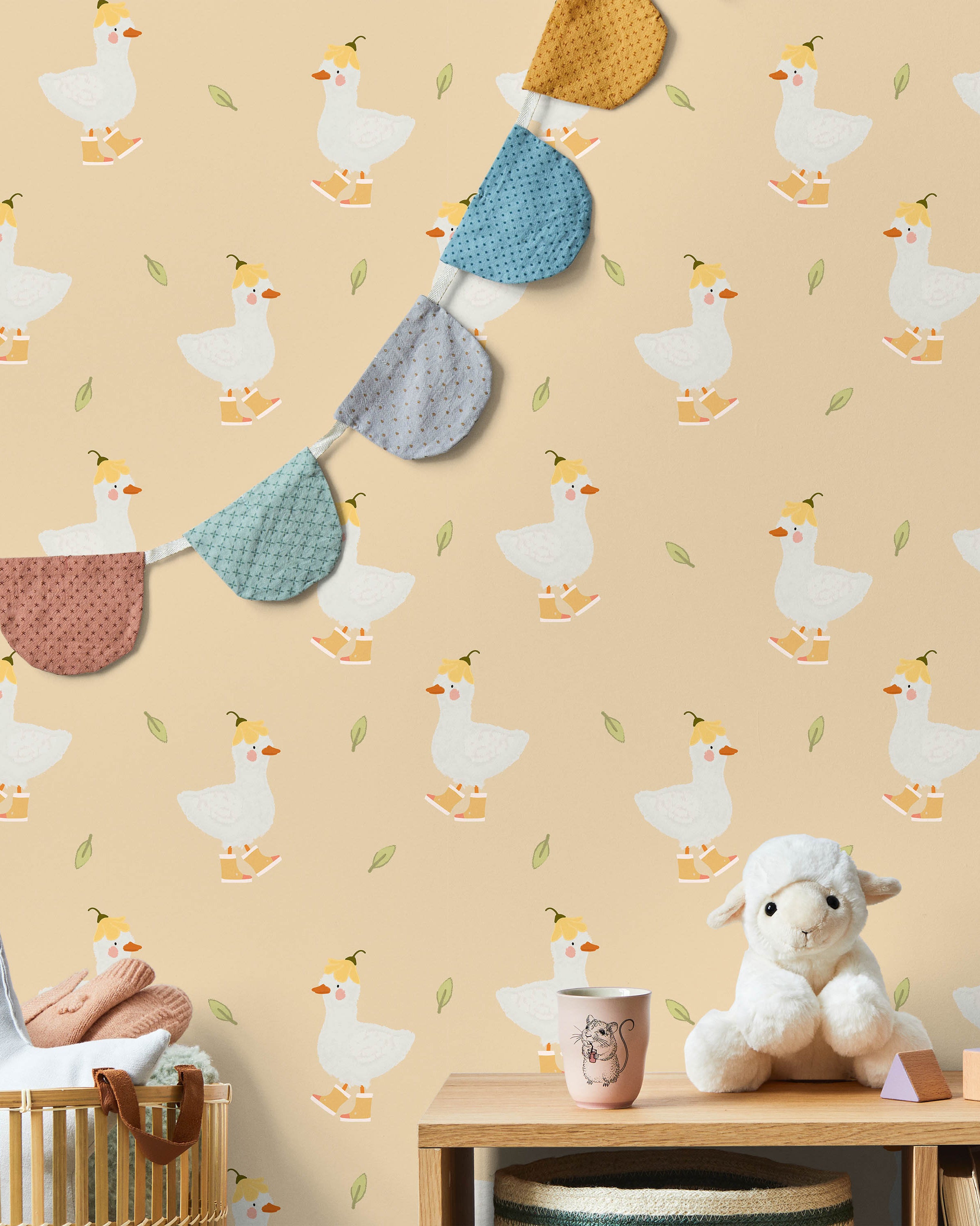 Silly Goose Peel and Stick Wallpaper, Removable Wallpaper, Traditional Wallpaper - Yellow | DeccoPrint