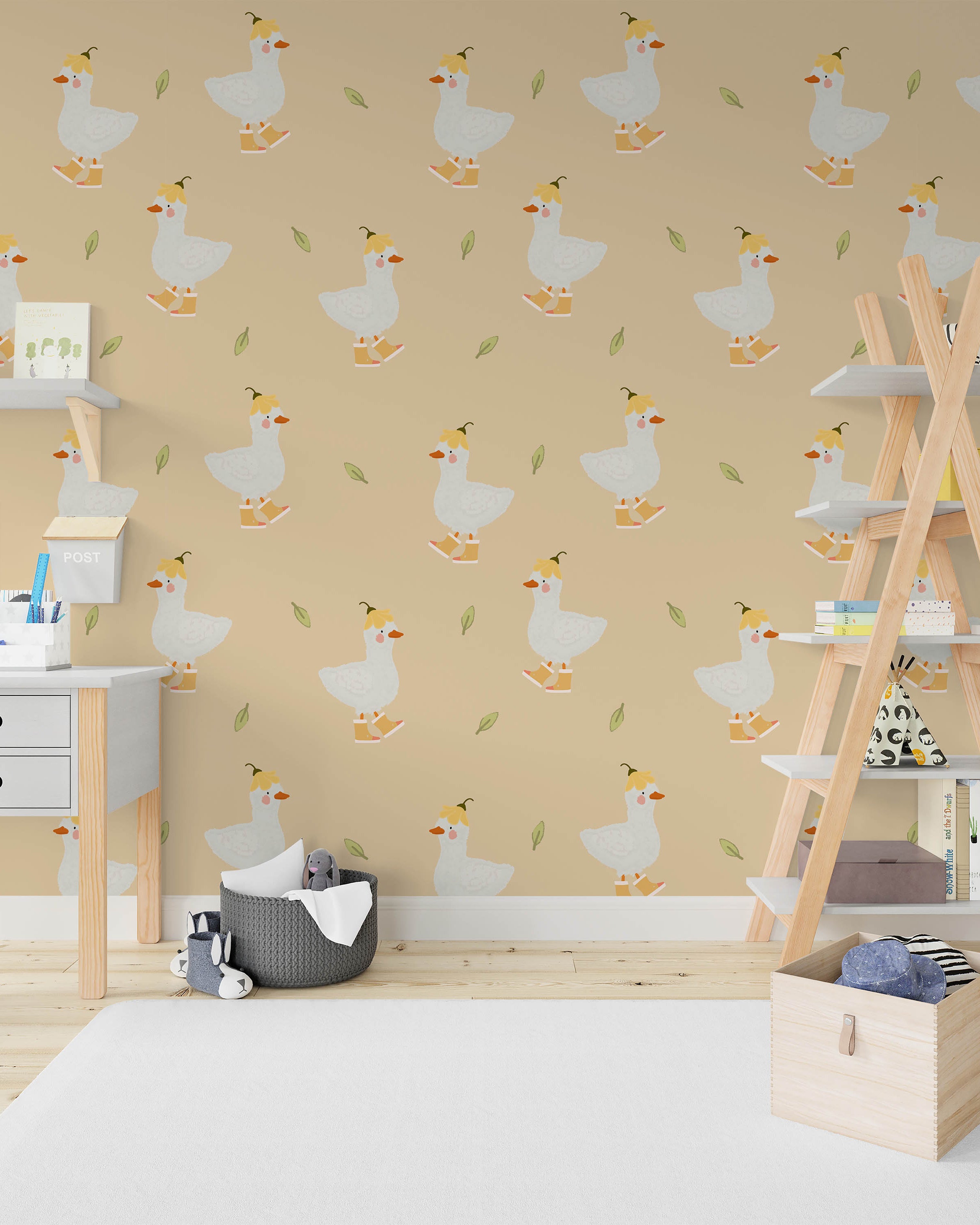 Silly Goose Peel and Stick Wallpaper, Removable Wallpaper, Traditional Wallpaper - Yellow | DeccoPrint
