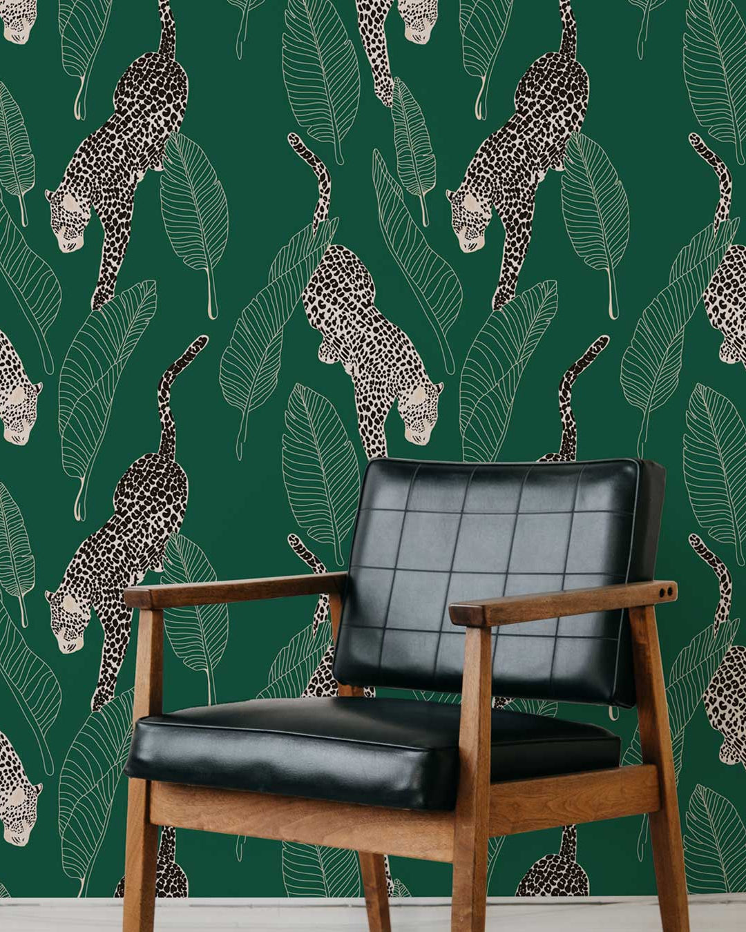 Leopards Peel and Stick Wallpaper, Removable Wallpaper, Traditional Wallpaper - Green | DeccoPrint