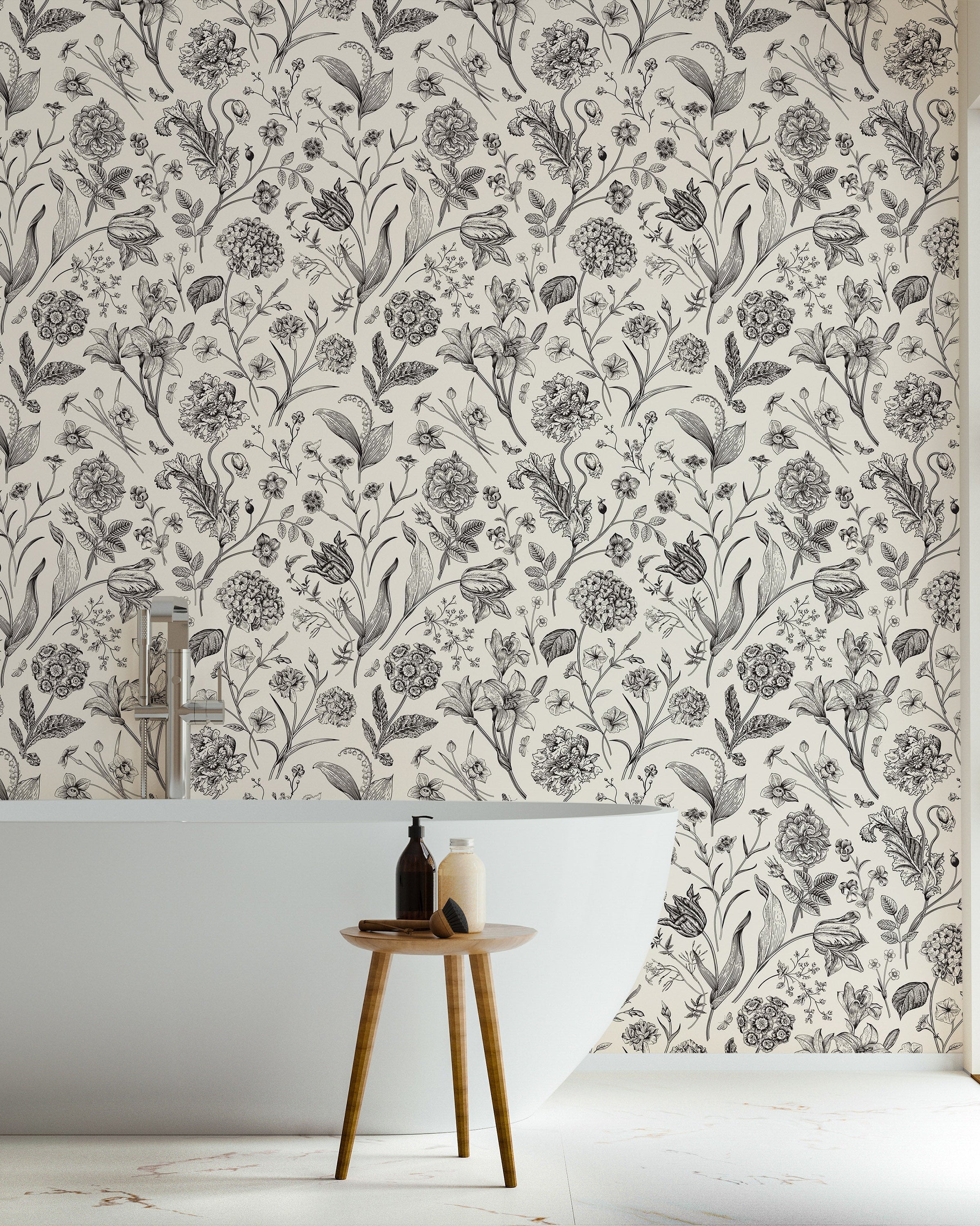 Historical Flowers Peel and Stick Wallpaper, Removable Wallpaper, Traditional Wallpaper | DeccoPrint