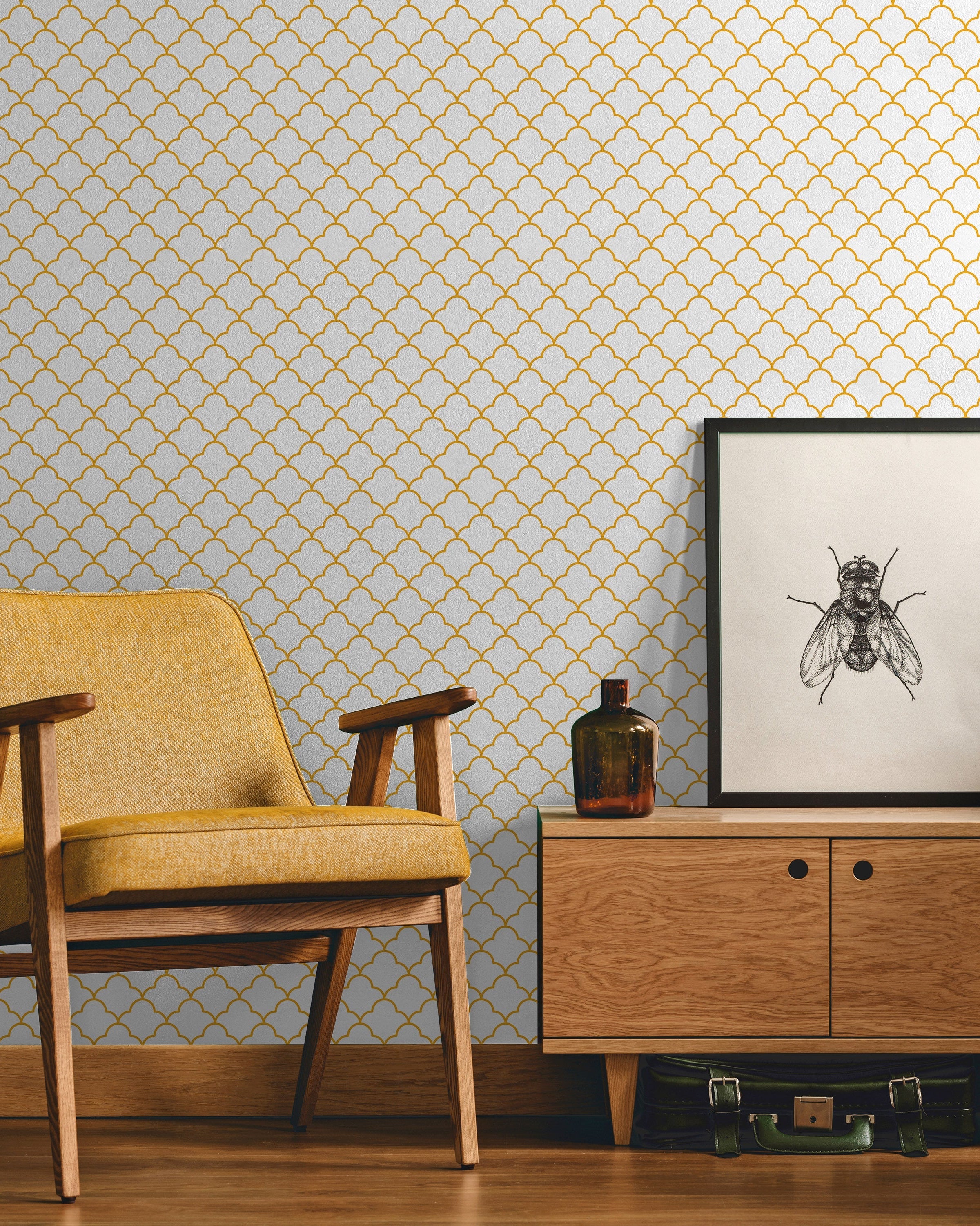 Chardonnay Deco Peel and Stick Wallpaper, Removable Wallpaper, Traditional Wallpaper | DeccoPrint