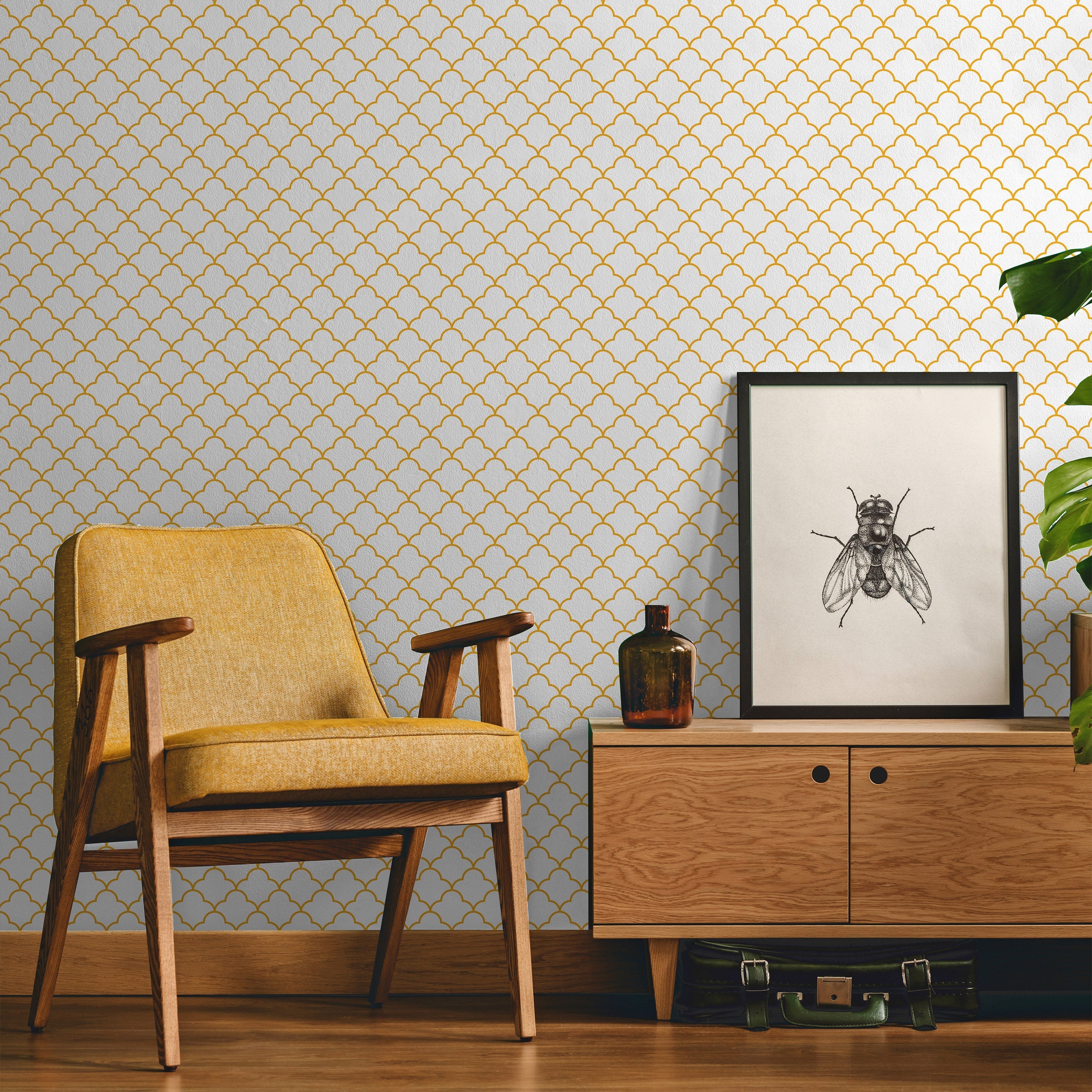 Chardonnay Deco Peel and Stick Wallpaper, Removable Wallpaper, Traditional Wallpaper | DeccoPrint