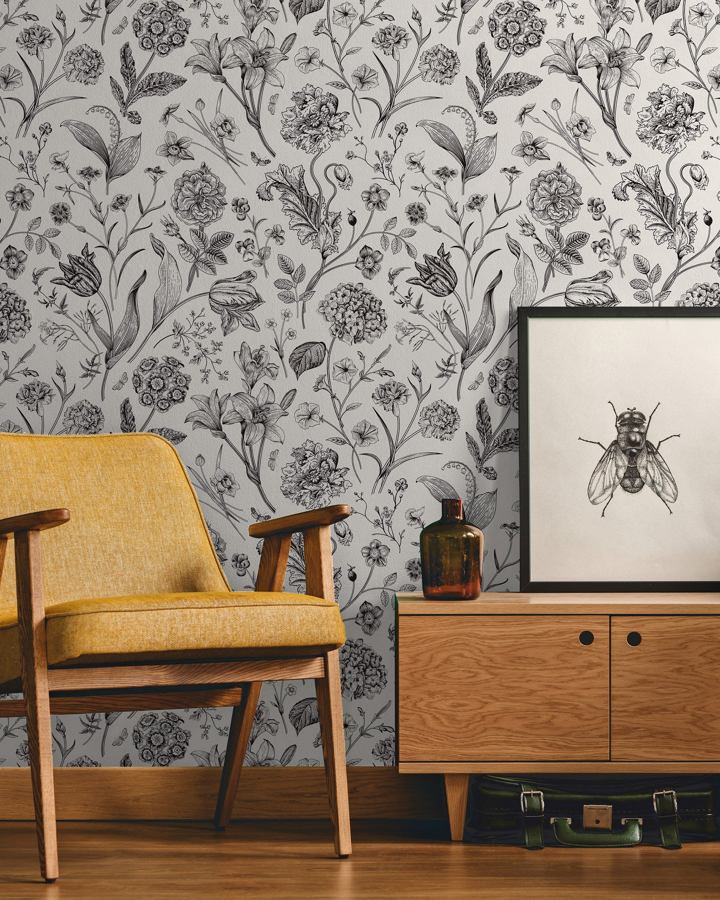 Historical Flowers Peel and Stick Wallpaper, Removable Wallpaper, Traditional Wallpaper | DeccoPrint