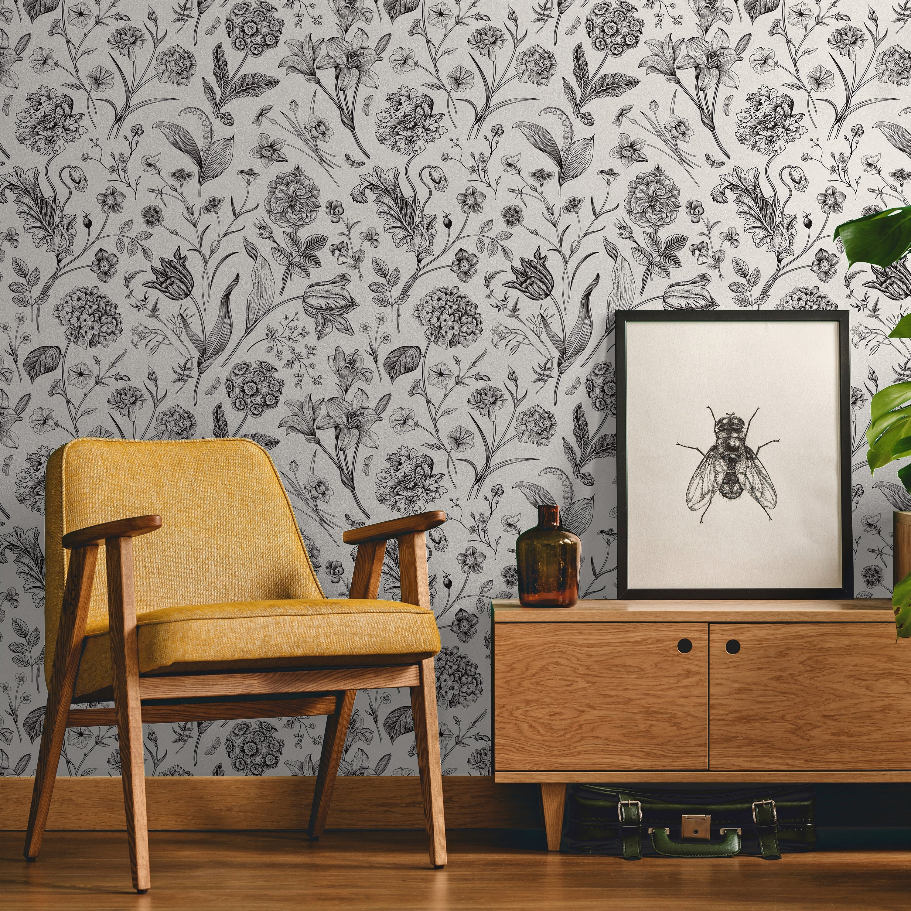 Historical Flowers Peel and Stick Wallpaper, Removable Wallpaper, Traditional Wallpaper | DeccoPrint