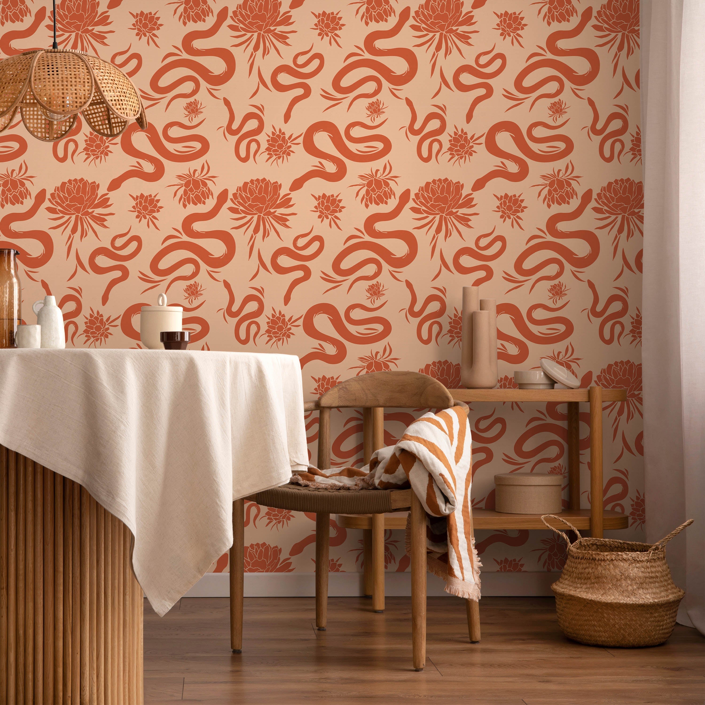 Snakes in Garden Peel and Stick Wallpaper, Removable Wallpaper, Traditional Wallpaper | DeccoPrint