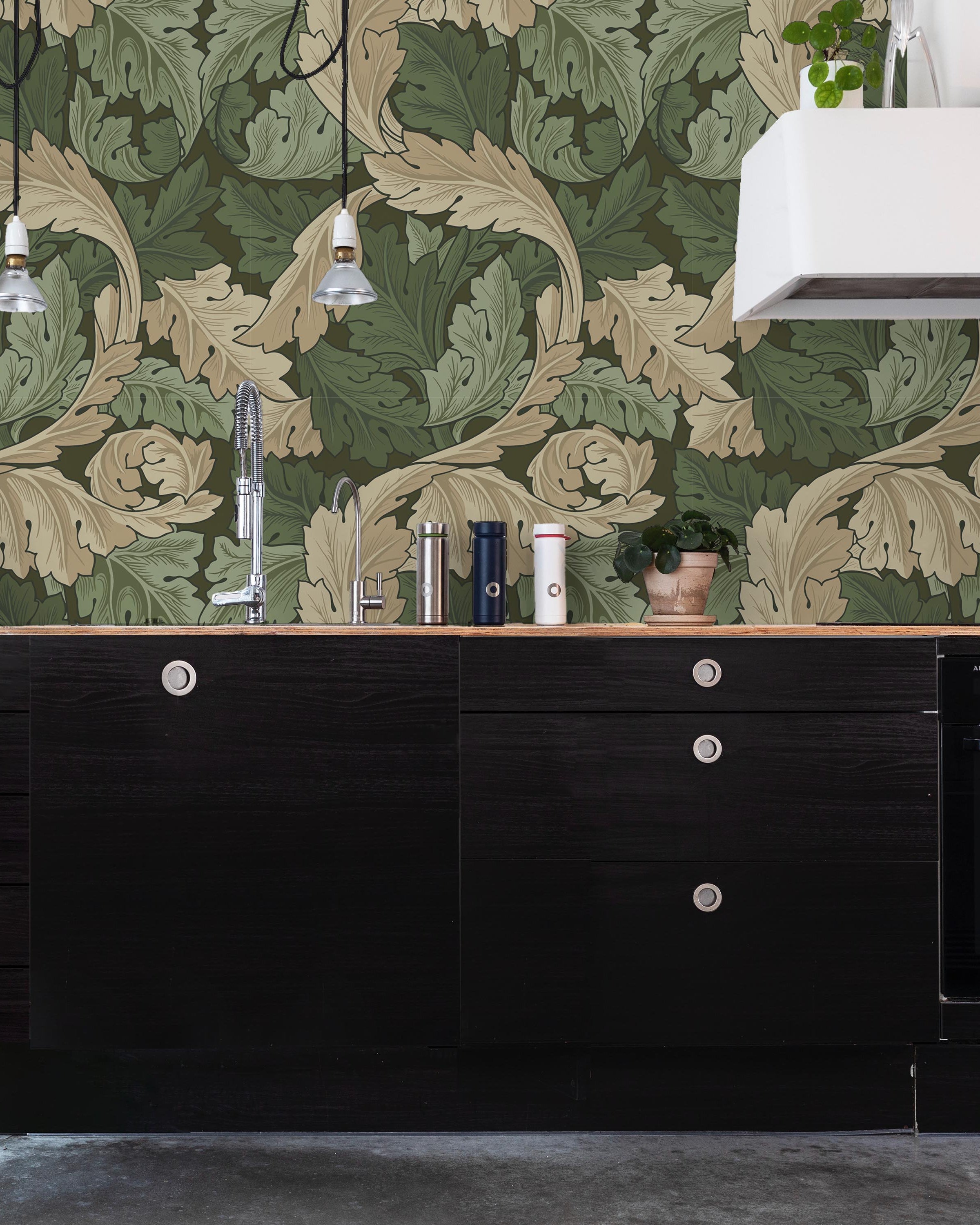William Morris X Acanthus Peel and Stick Wallpaper, Removable Wallpaper, Traditional Wallpaper - Green | DeccoPrint