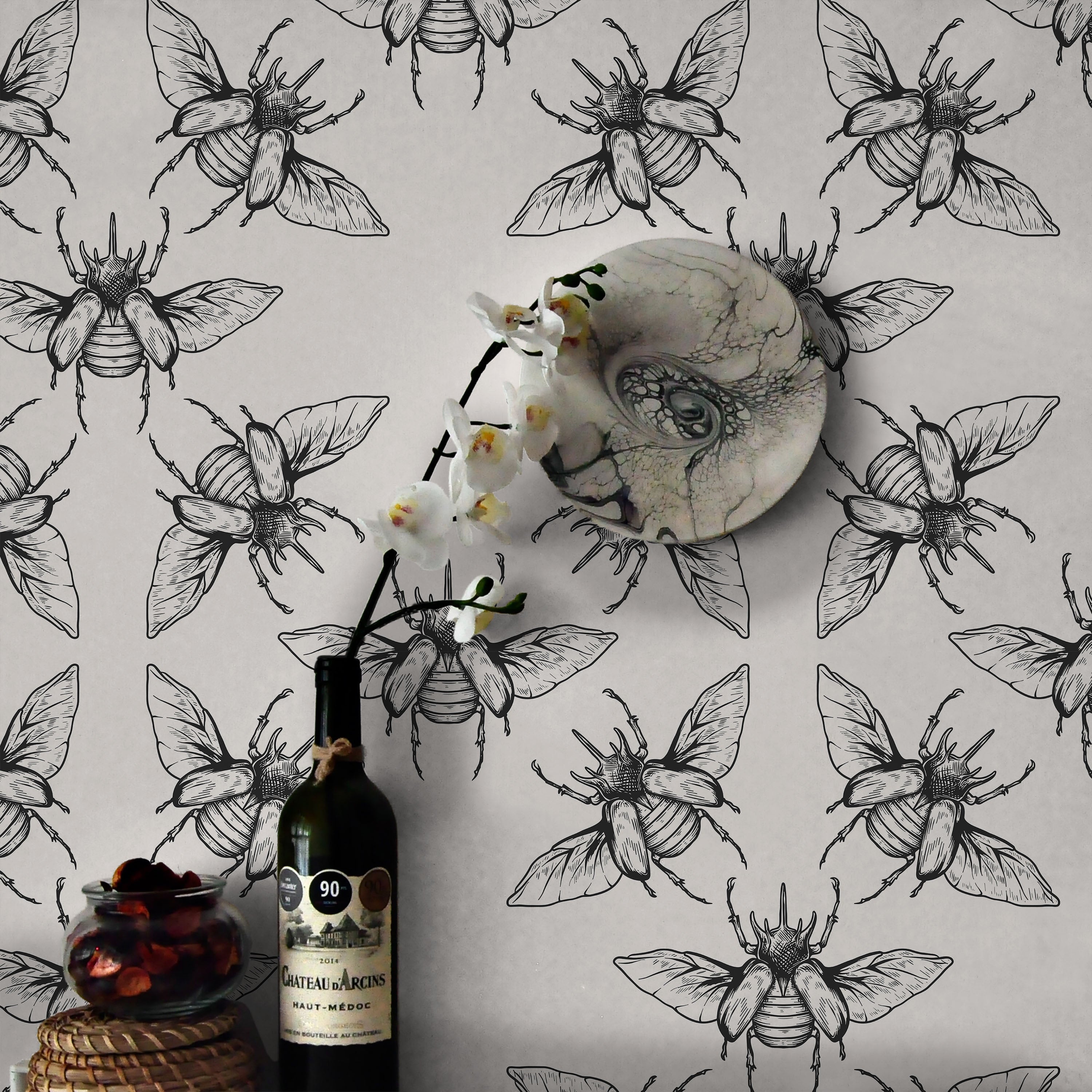 Flying Beetle Peel and Stick Wallpaper, Removable Wallpaper, Traditional Wallpaper | DeccoPrint