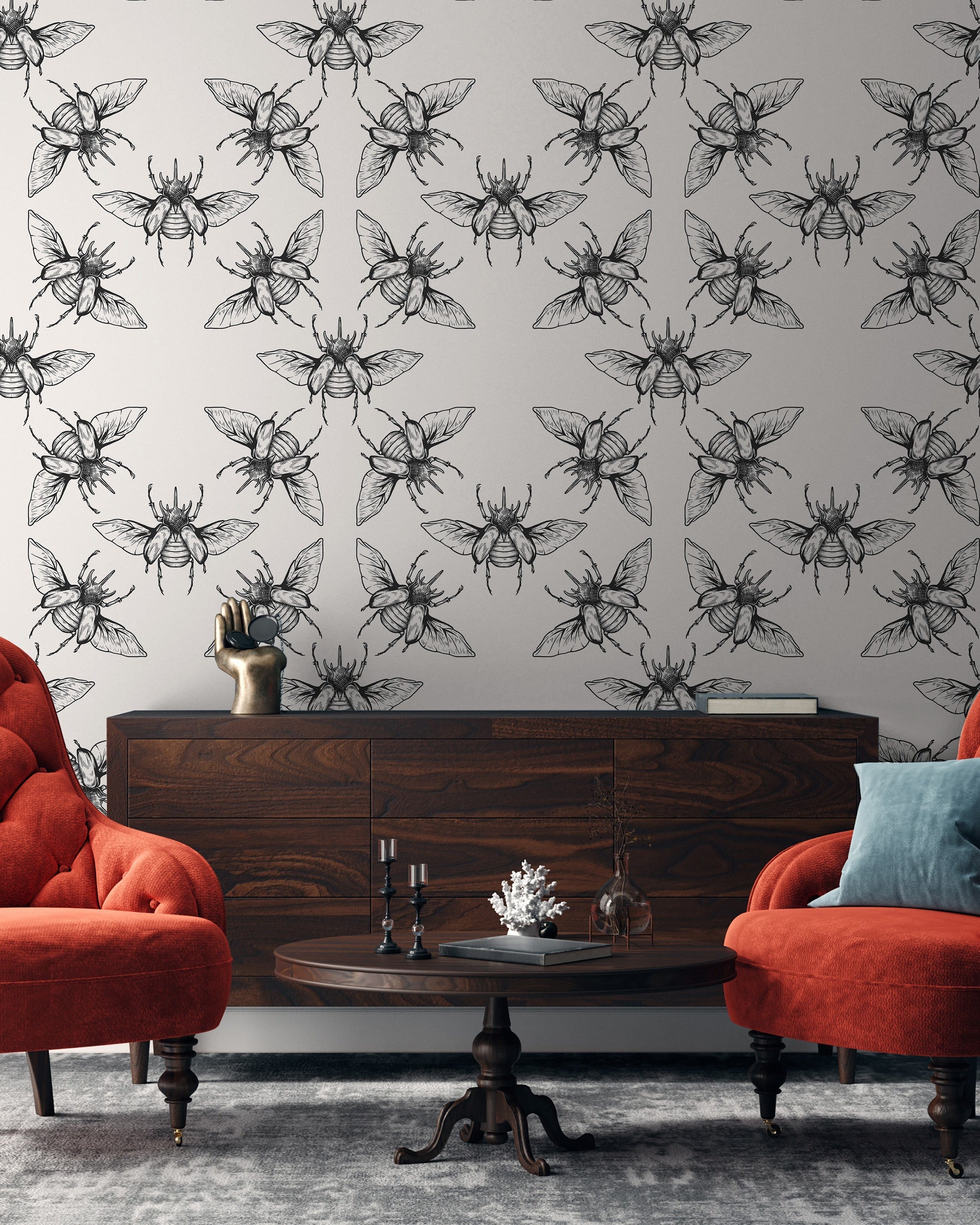Flying Beetle Peel and Stick Wallpaper, Removable Wallpaper, Traditional Wallpaper | DeccoPrint