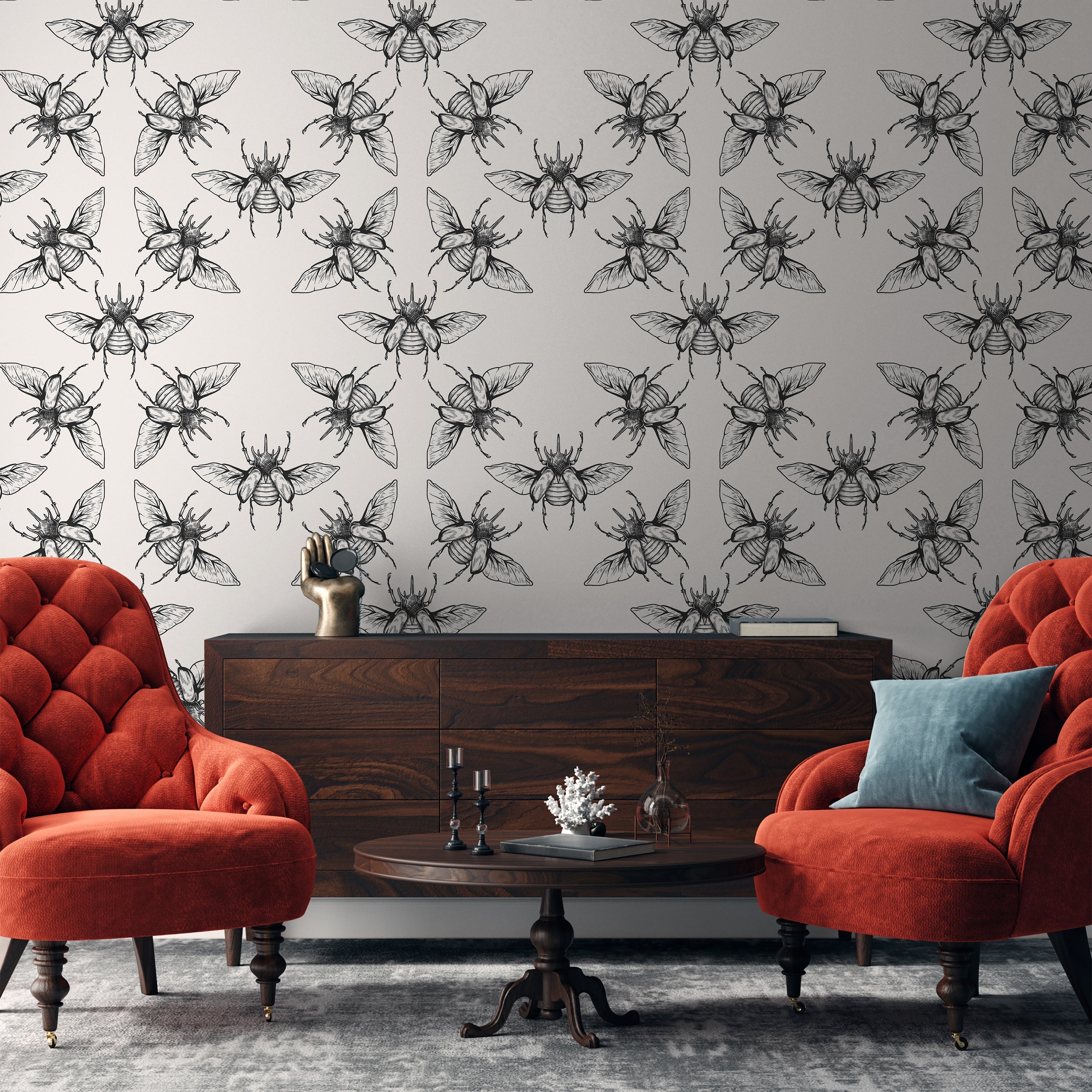 Flying Beetle Peel and Stick Wallpaper, Removable Wallpaper, Traditional Wallpaper | DeccoPrint