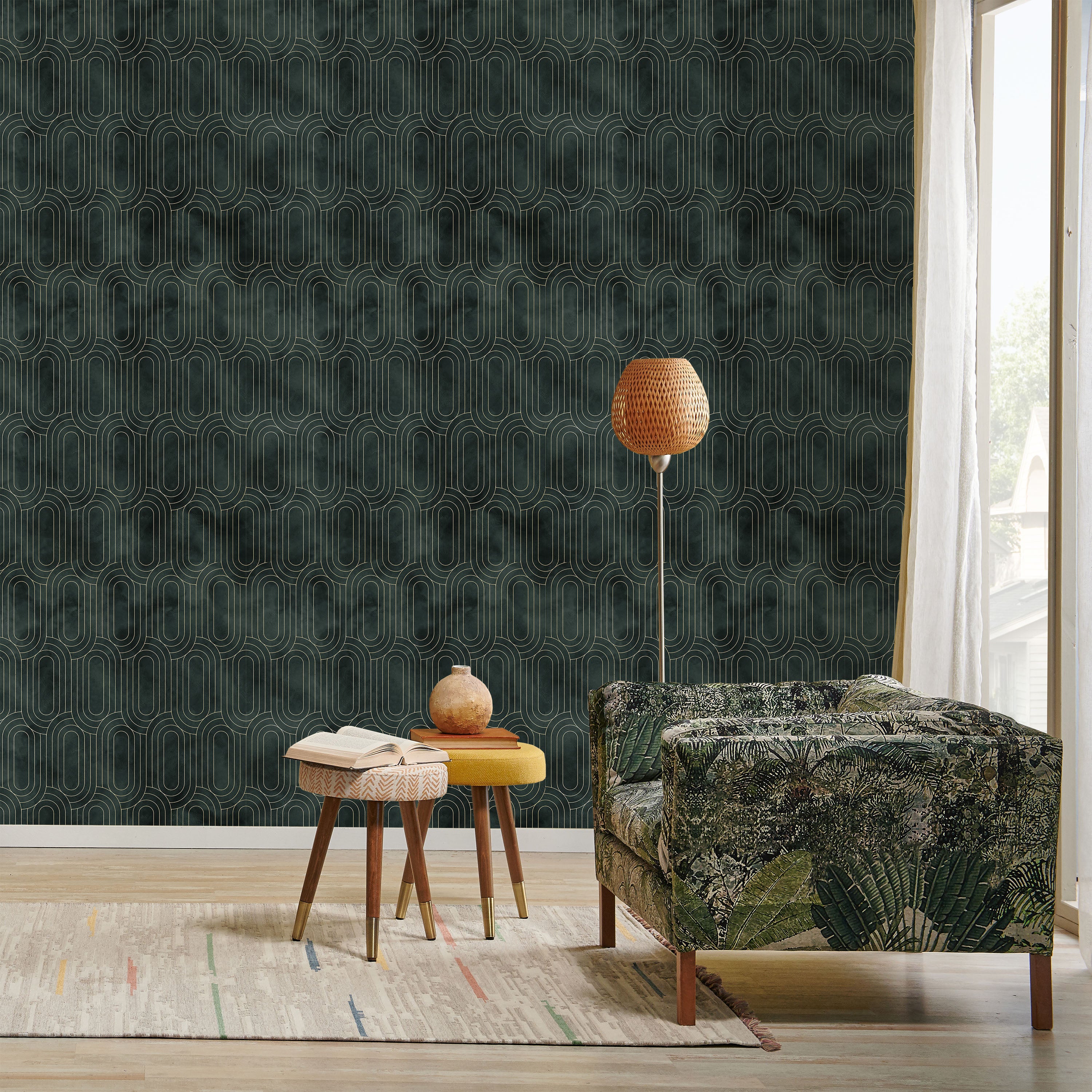Royal Facade Peel and Stick Wallpaper, Removable Wallpaper, Traditional Wallpaper - Emerald Green | DeccoPrint