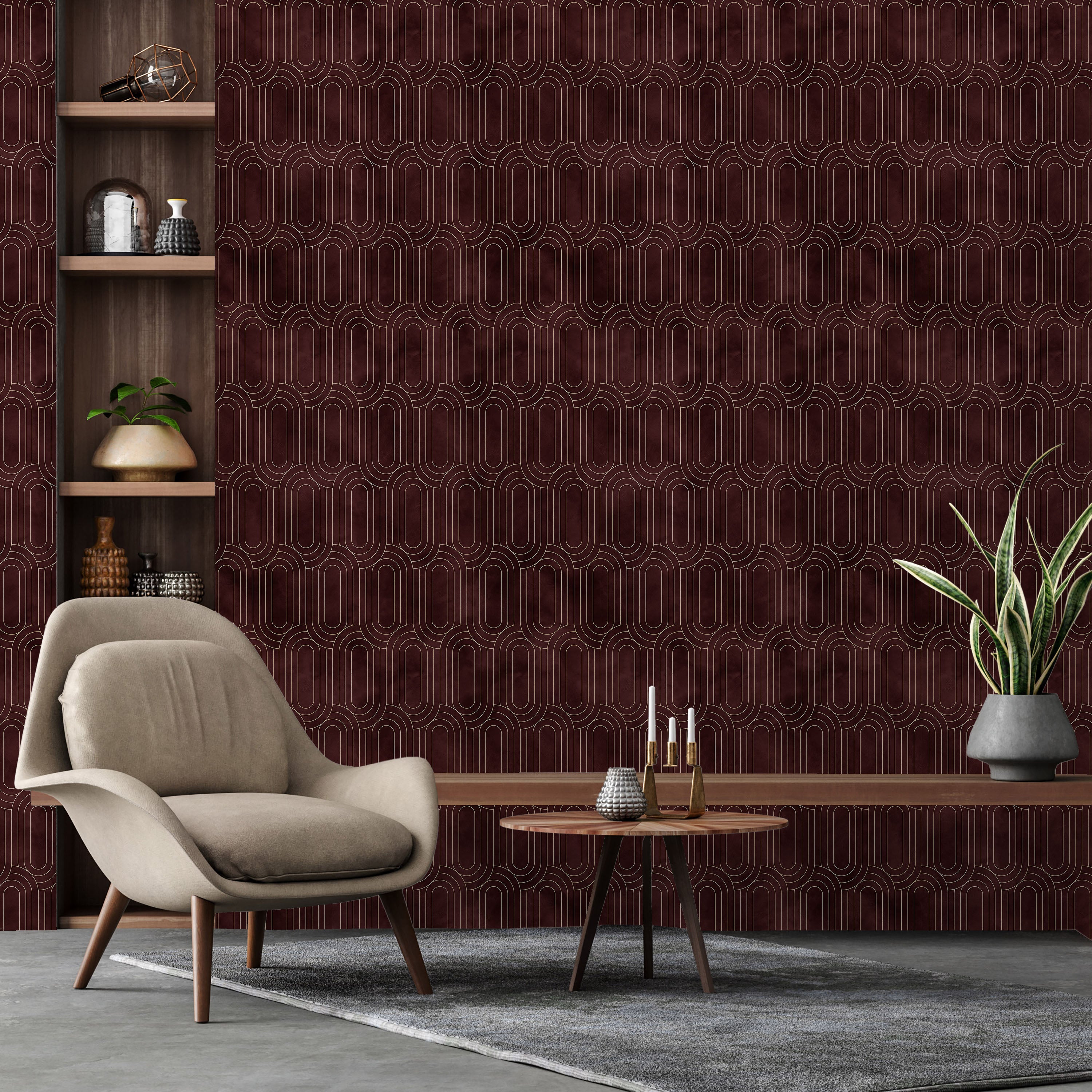 Royal Facade Peel and Stick Wallpaper, Removable Wallpaper, Traditional Wallpaper - Deep Red | DeccoPrint