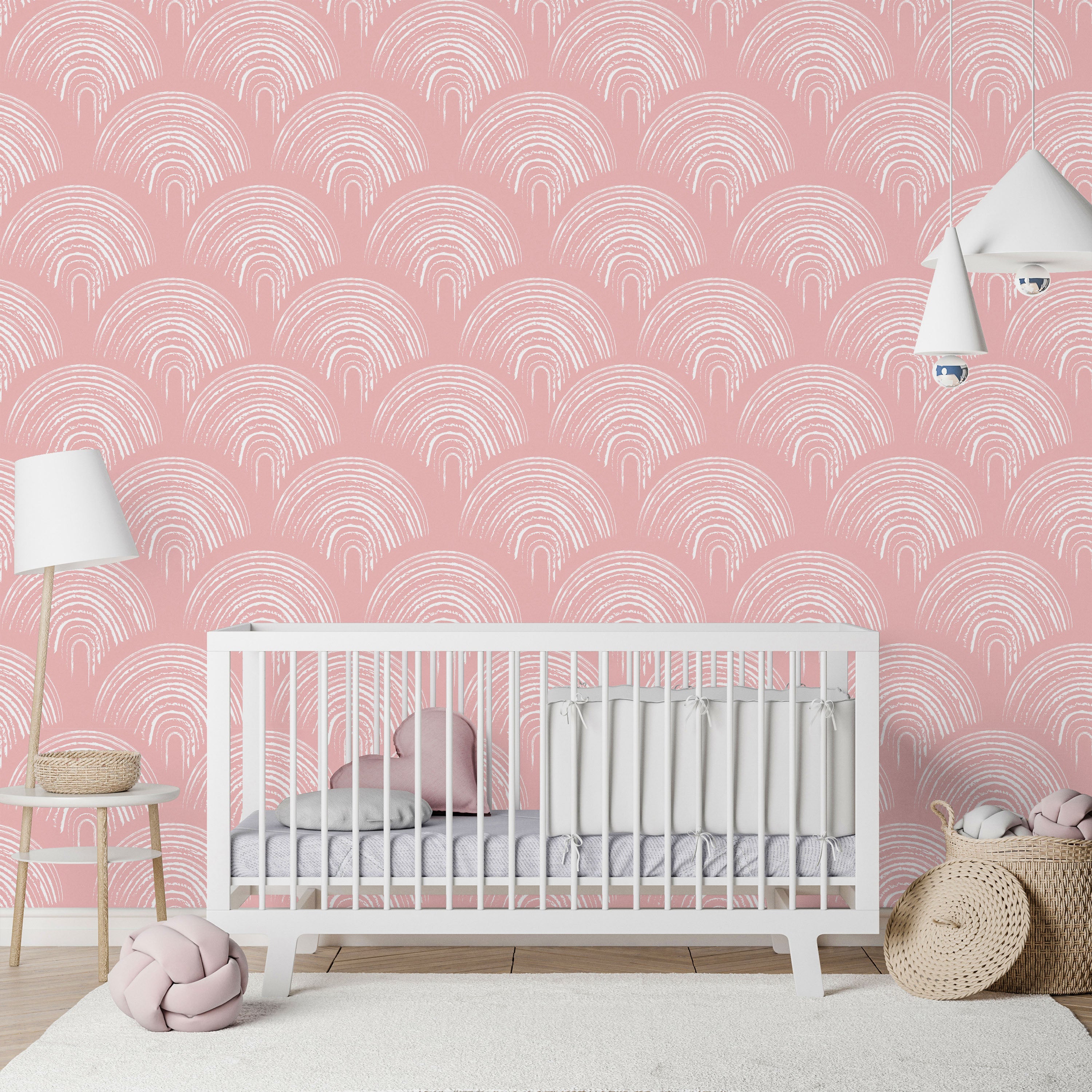 Playroom Peel and Stick Wallpaper, Removable Wallpaper, Traditional Wallpaper - Salmon Pink | DeccoPrint