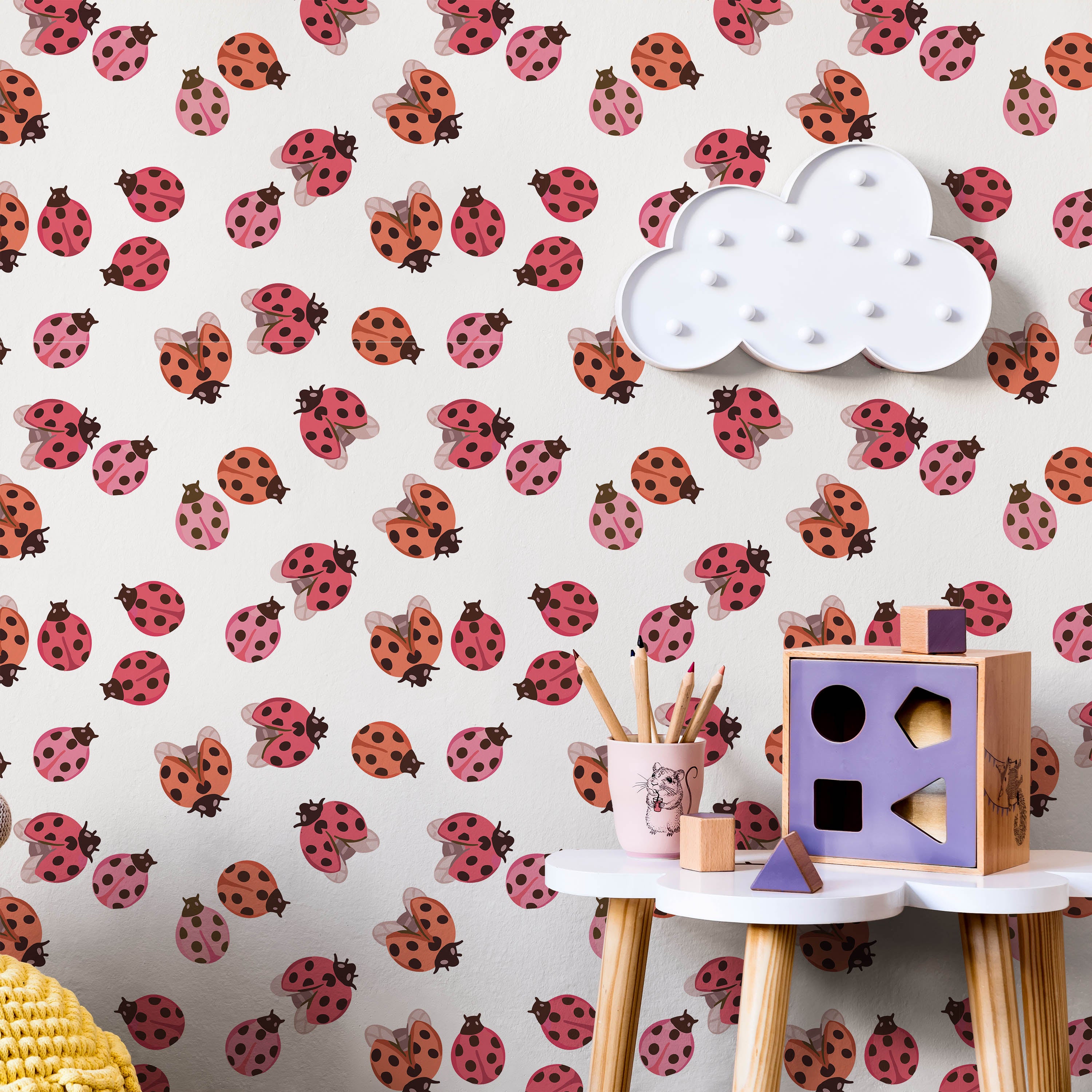 Tiny Ladybug Peel and Stick Wallpaper, Removable Wallpaper, Traditional Wallpaper | DeccoPrint