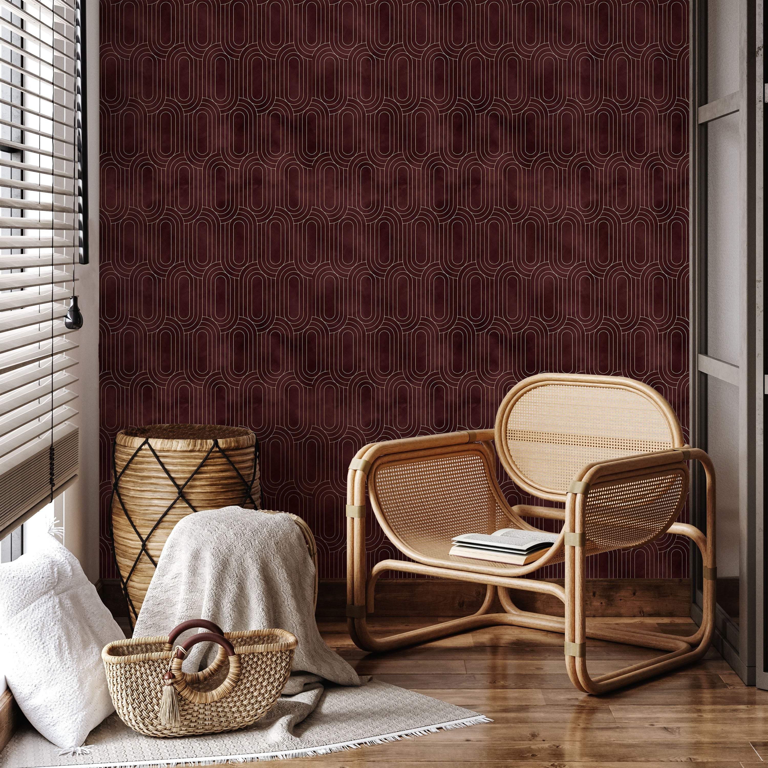 Royal Facade Peel and Stick Wallpaper, Removable Wallpaper, Traditional Wallpaper - Deep Red | DeccoPrint