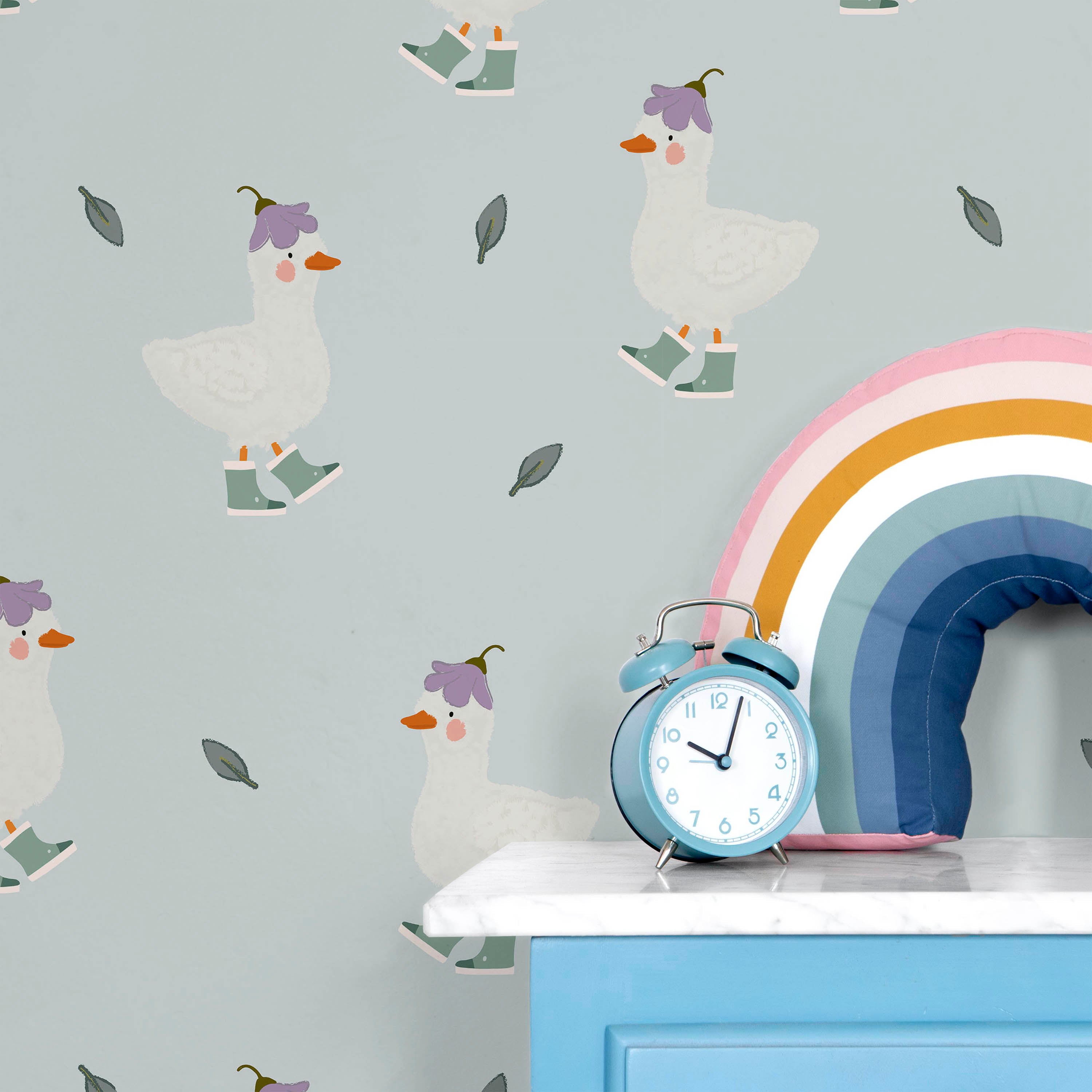 Silly Goose Peel and Stick Wallpaper, Removable Wallpaper, Traditional Wallpaper - Blue | DeccoPrint