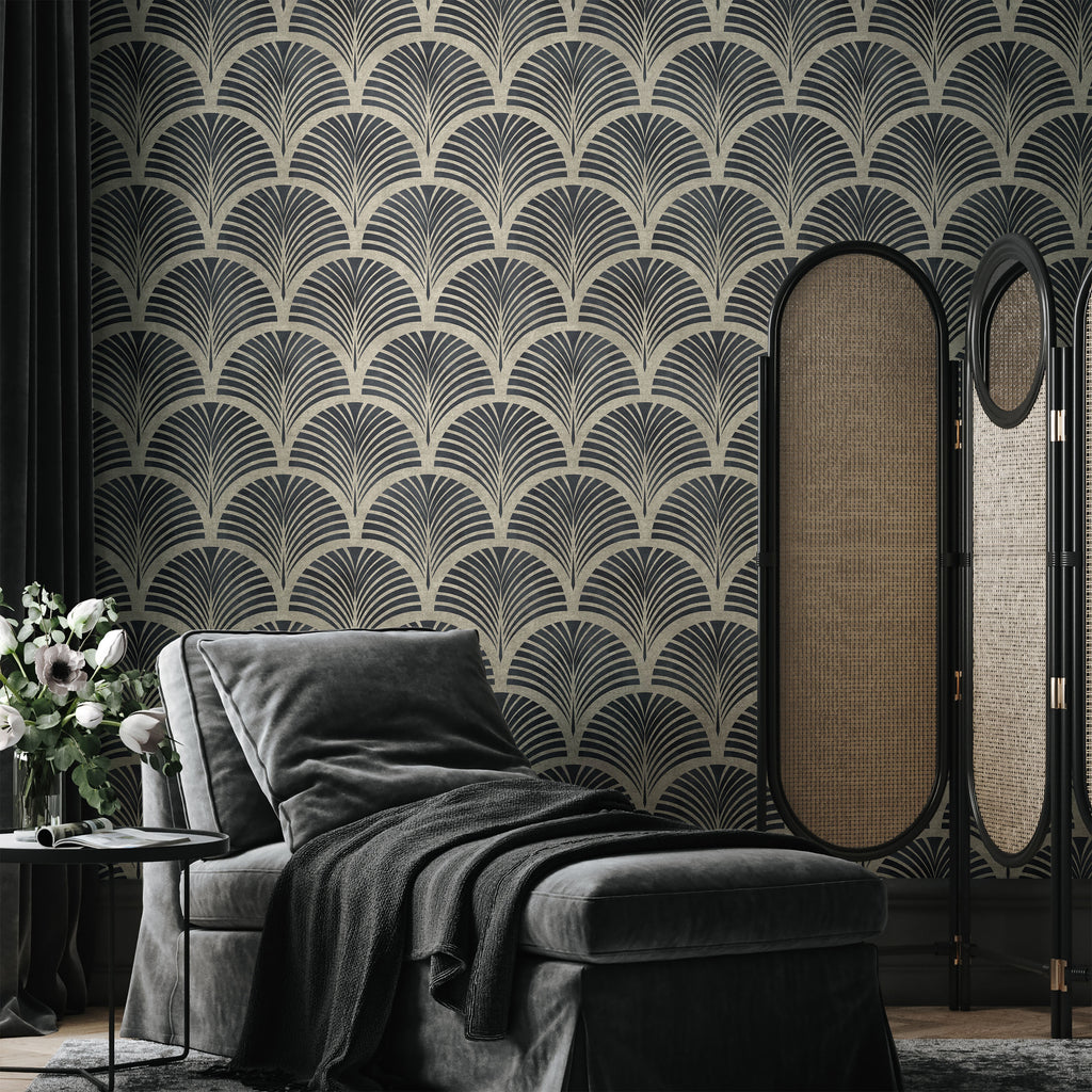 Deco Arcs Peel and Stick Wallpaper, Removable Wallpaper, Traditional Wallpaper - Linen Beige | DeccoPrint
