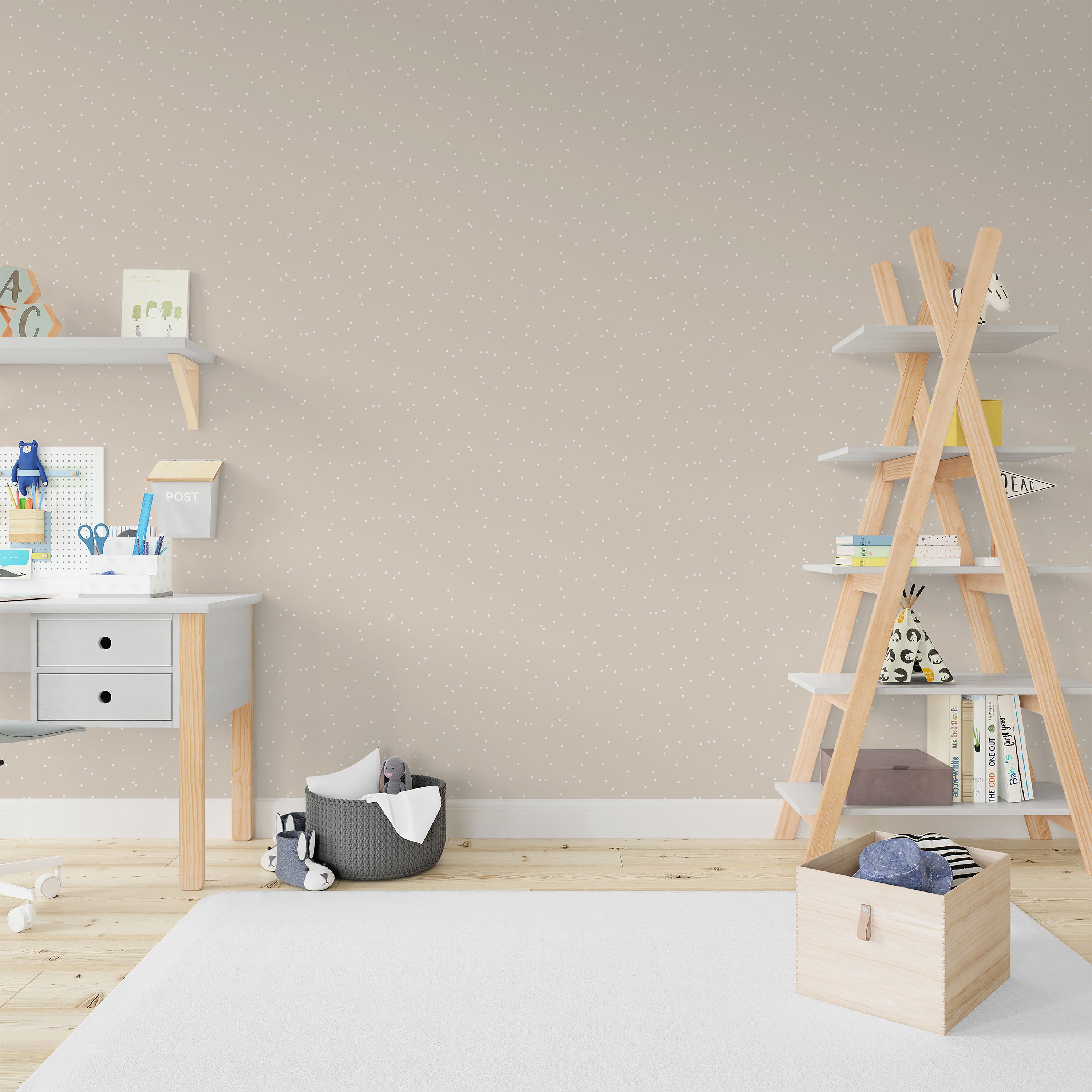 Pastel Dots Peel and Stick Wallpaper, Removable Wallpaper, Traditional Wallpaper - Sand Beige | DeccoPrint