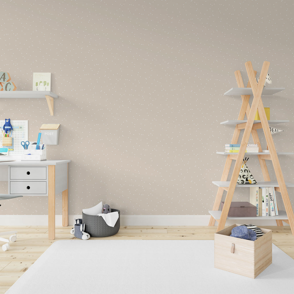 Pastel Dots Peel and Stick Wallpaper, Removable Wallpaper, Traditional Wallpaper - Sand Beige | DeccoPrint