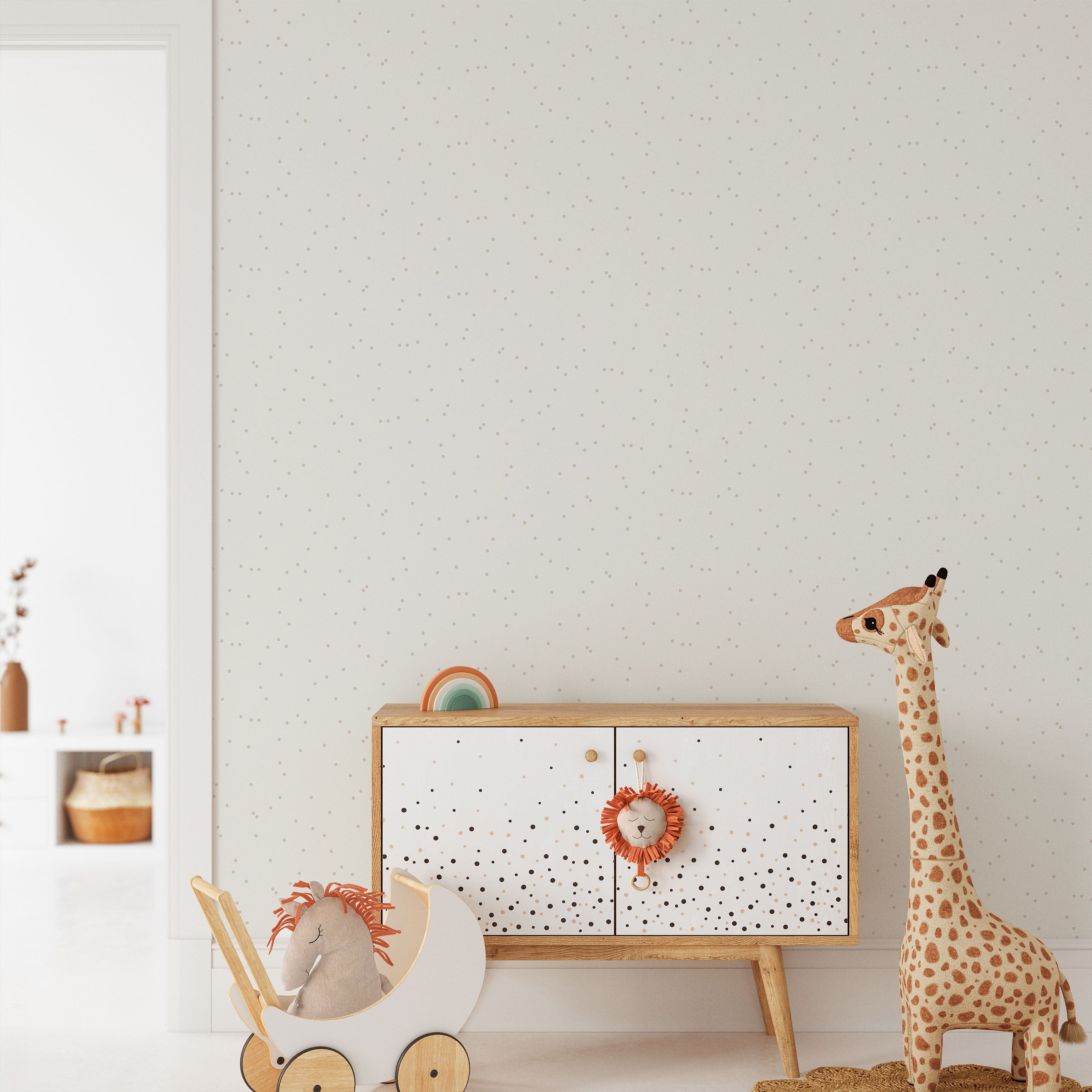 Pastel Dots Peel and Stick Wallpaper, Removable Wallpaper, Traditional Wallpaper - Light Brown | DeccoPrint