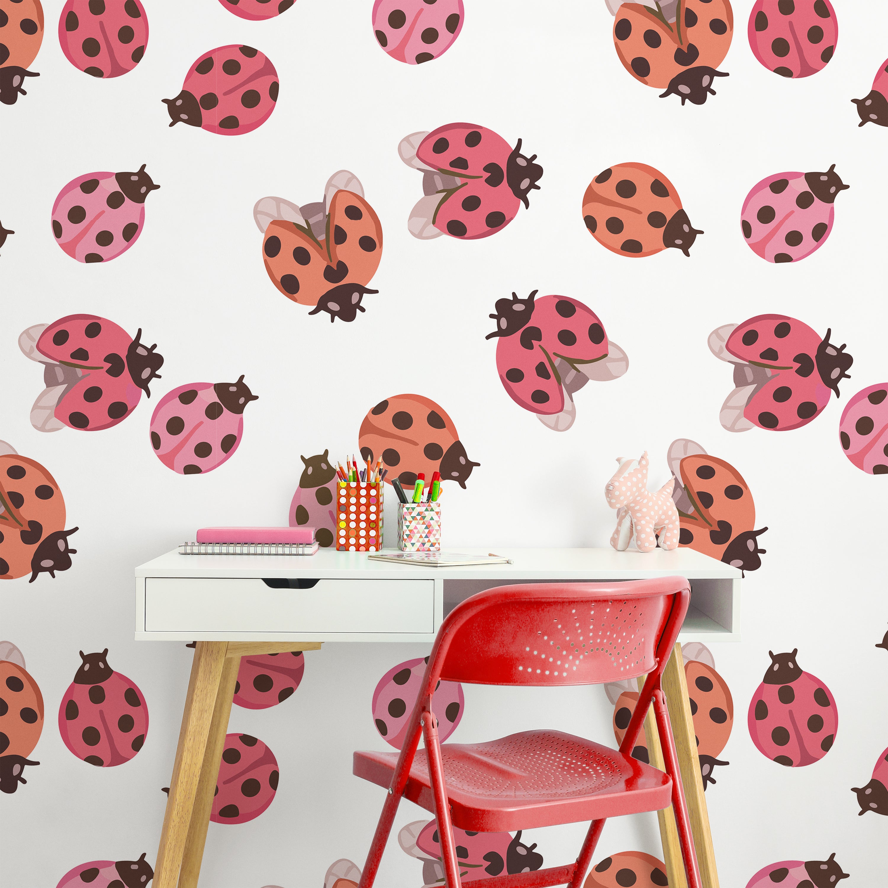 Tiny Ladybug Peel and Stick Wallpaper, Removable Wallpaper, Traditional Wallpaper | DeccoPrint