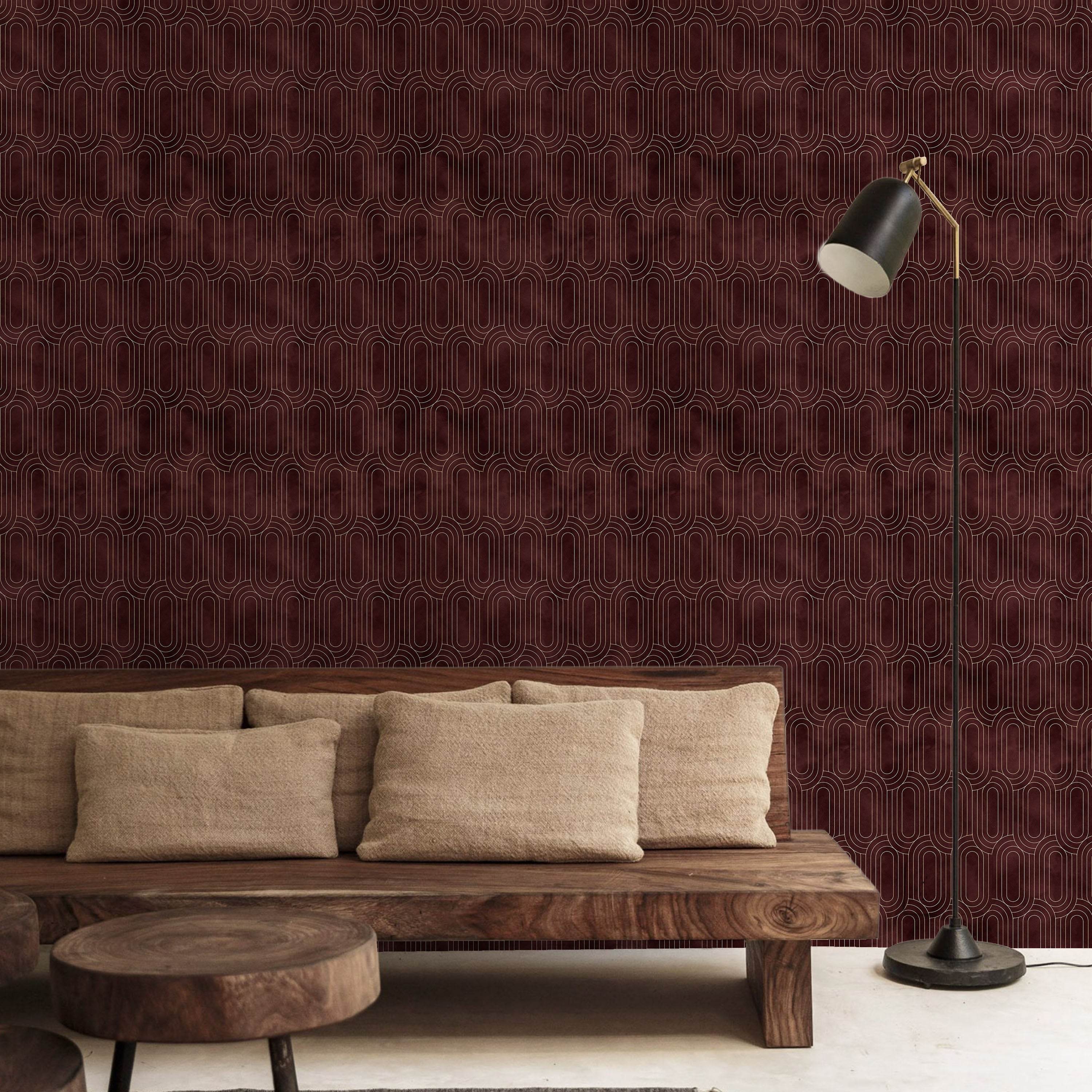 Royal Facade Peel and Stick Wallpaper, Removable Wallpaper, Traditional Wallpaper - Deep Red | DeccoPrint