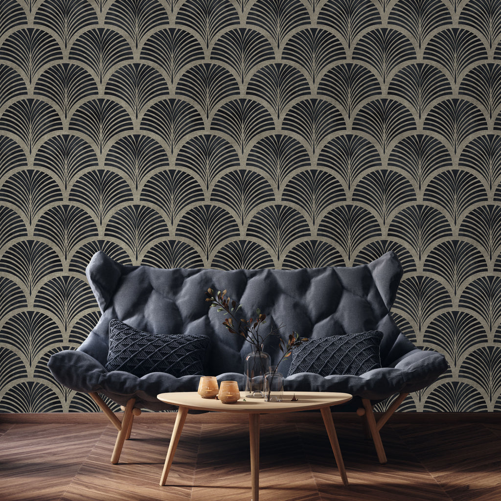 Deco Arcs Peel and Stick Wallpaper, Removable Wallpaper, Traditional Wallpaper - Linen Beige | DeccoPrint