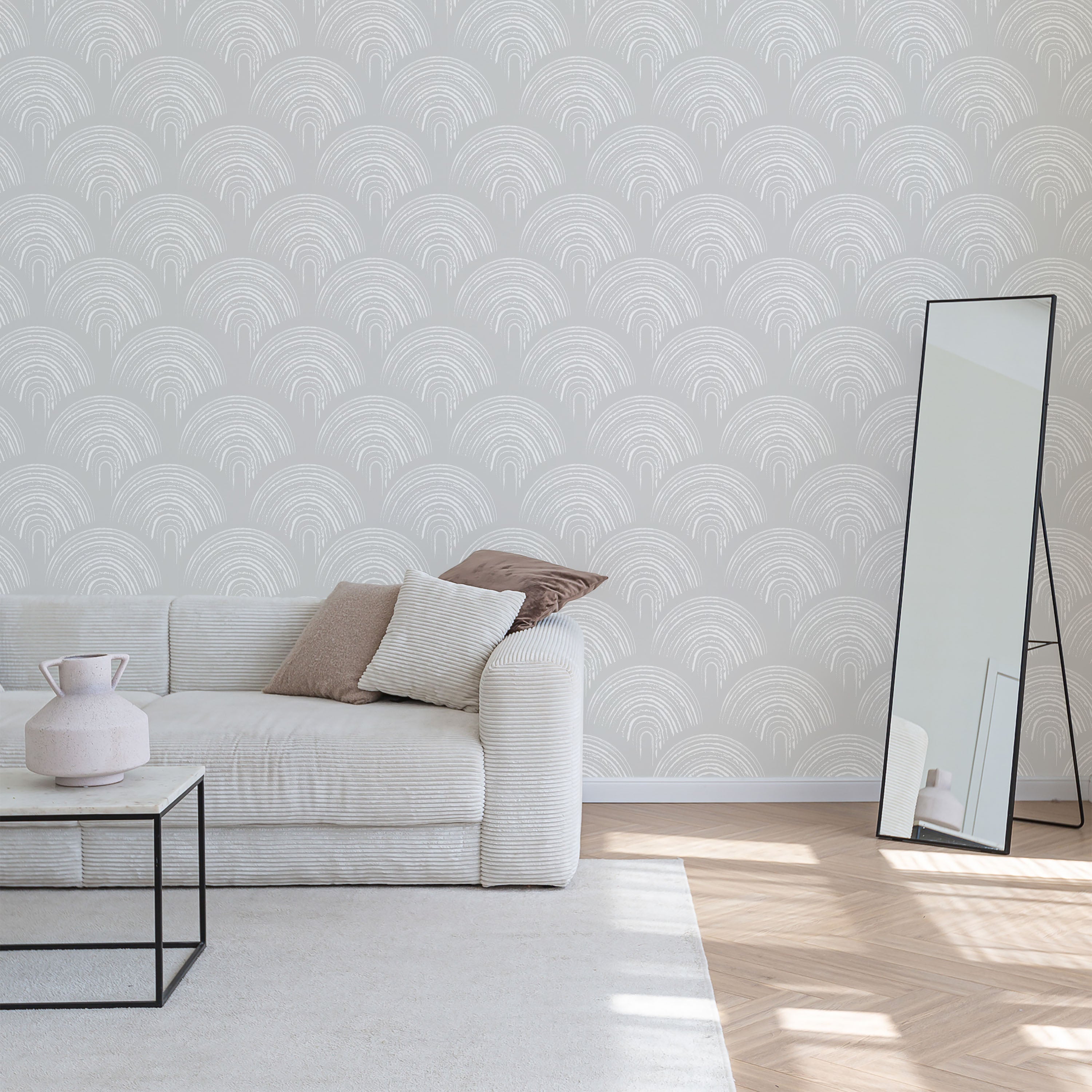 Playroom Peel and Stick Wallpaper, Removable Wallpaper, Traditional Wallpaper - Light Gray | DeccoPrint