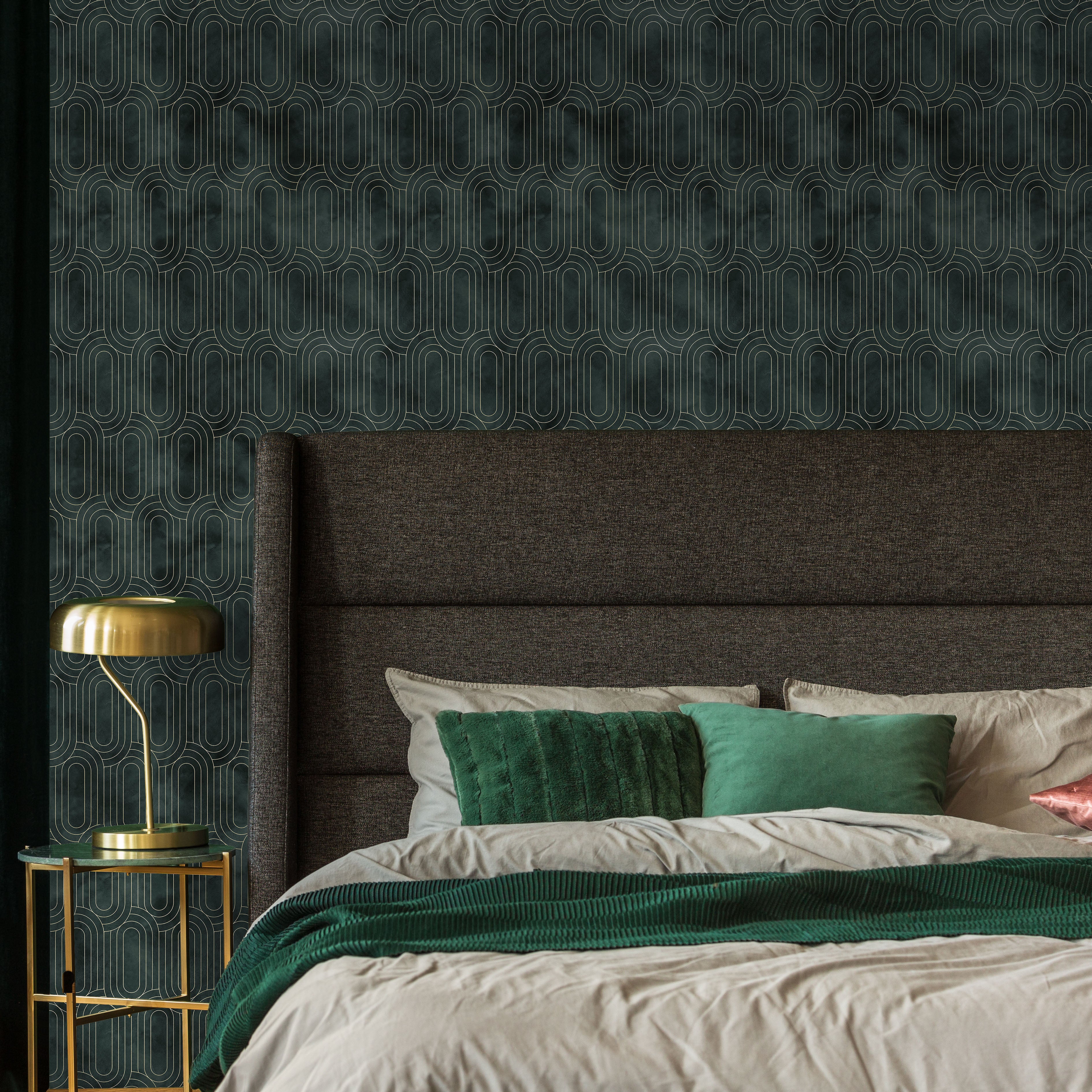 Royal Facade Peel and Stick Wallpaper, Removable Wallpaper, Traditional Wallpaper - Emerald Green | DeccoPrint