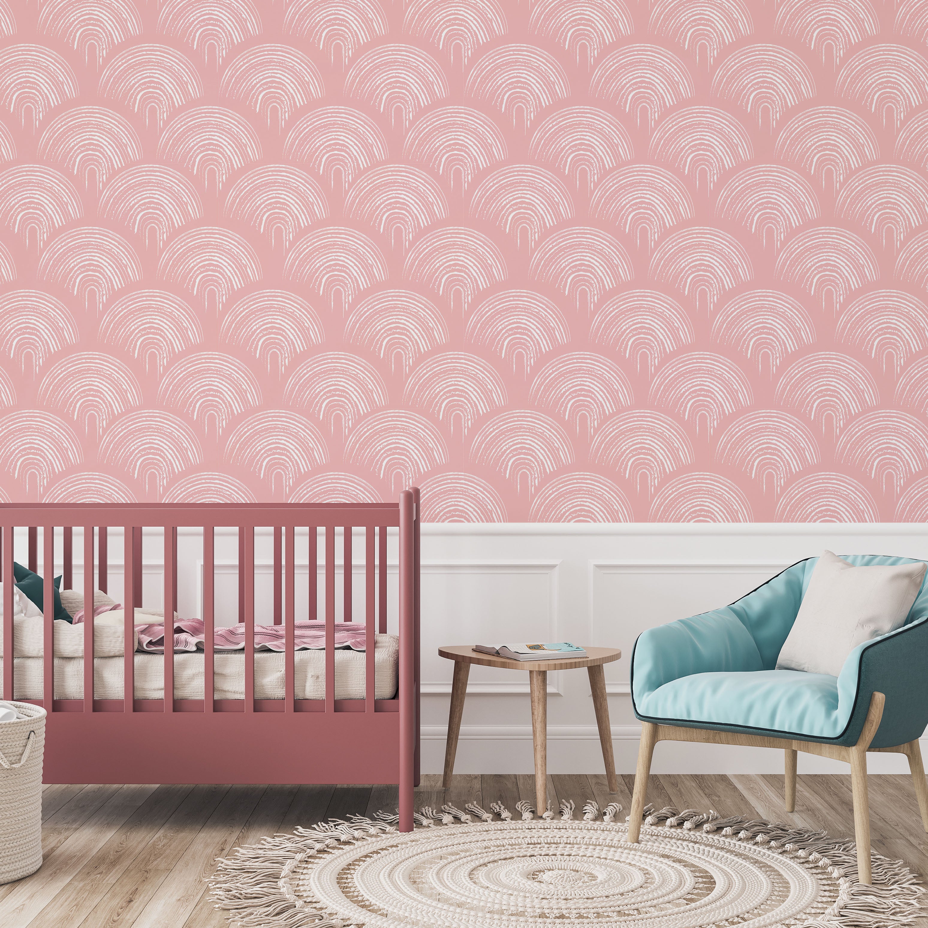 Playroom Peel and Stick Wallpaper, Removable Wallpaper, Traditional Wallpaper - Salmon Pink | DeccoPrint