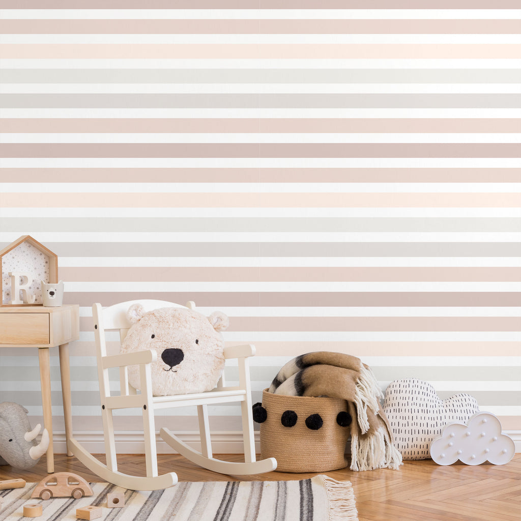 Colored Stripes Peel and Stick Wallpaper, Removable Wallpaper, Traditional Wallpaper - Earth Tones | DeccoPrint
