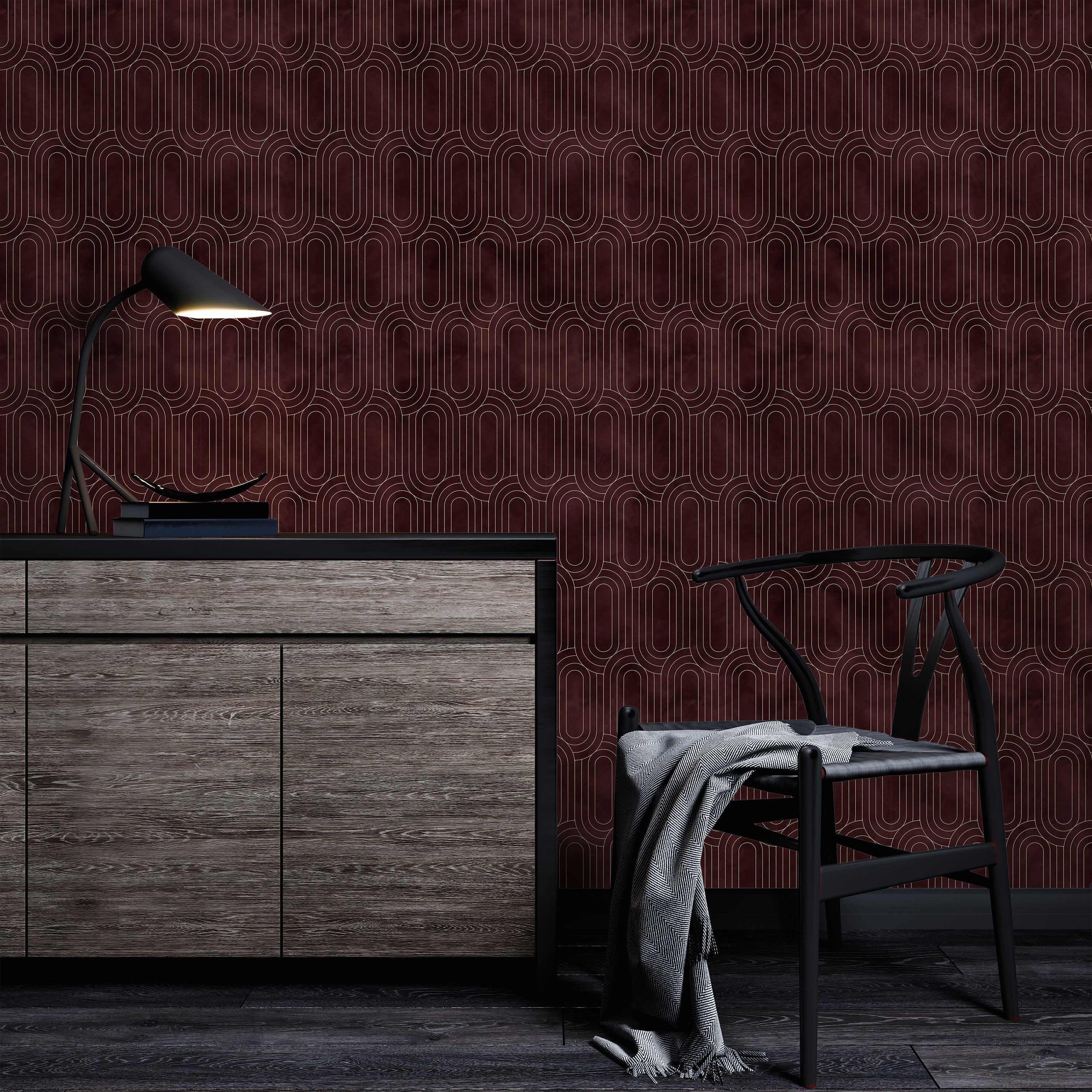 Royal Facade Peel and Stick Wallpaper, Removable Wallpaper, Traditional Wallpaper - Deep Red | DeccoPrint