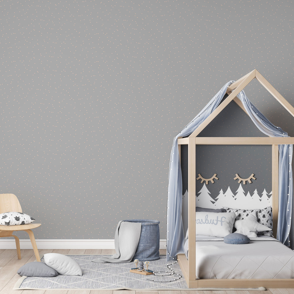 Pastel Dots Peel and Stick Wallpaper, Removable Wallpaper, Traditional Wallpaper - Warm Gray | DeccoPrint