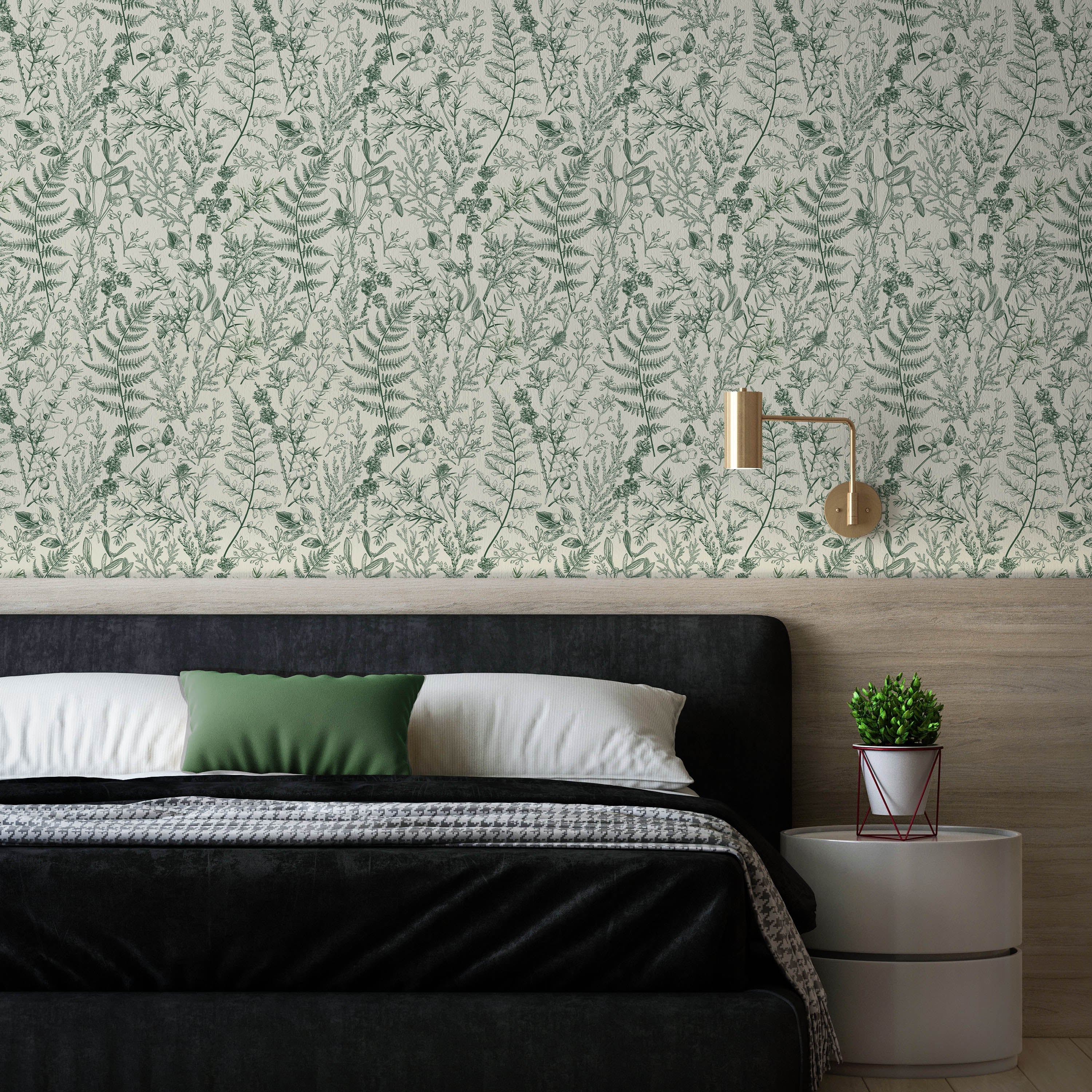 Forest Dream Peel and Stick Wallpaper, Removable Wallpaper, Traditional Wallpaper - Pine Green | DeccoPrint