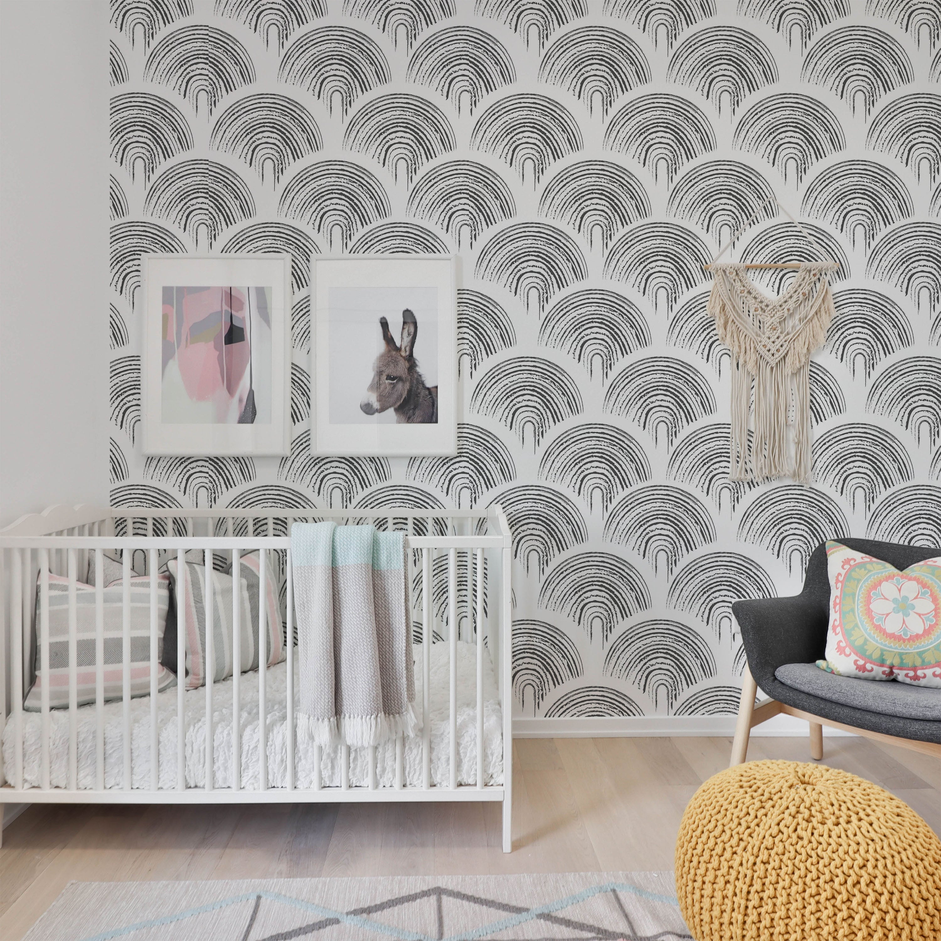 Playroom Peel and Stick Wallpaper, Removable Wallpaper, Traditional Wallpaper - Black and White | DeccoPrint